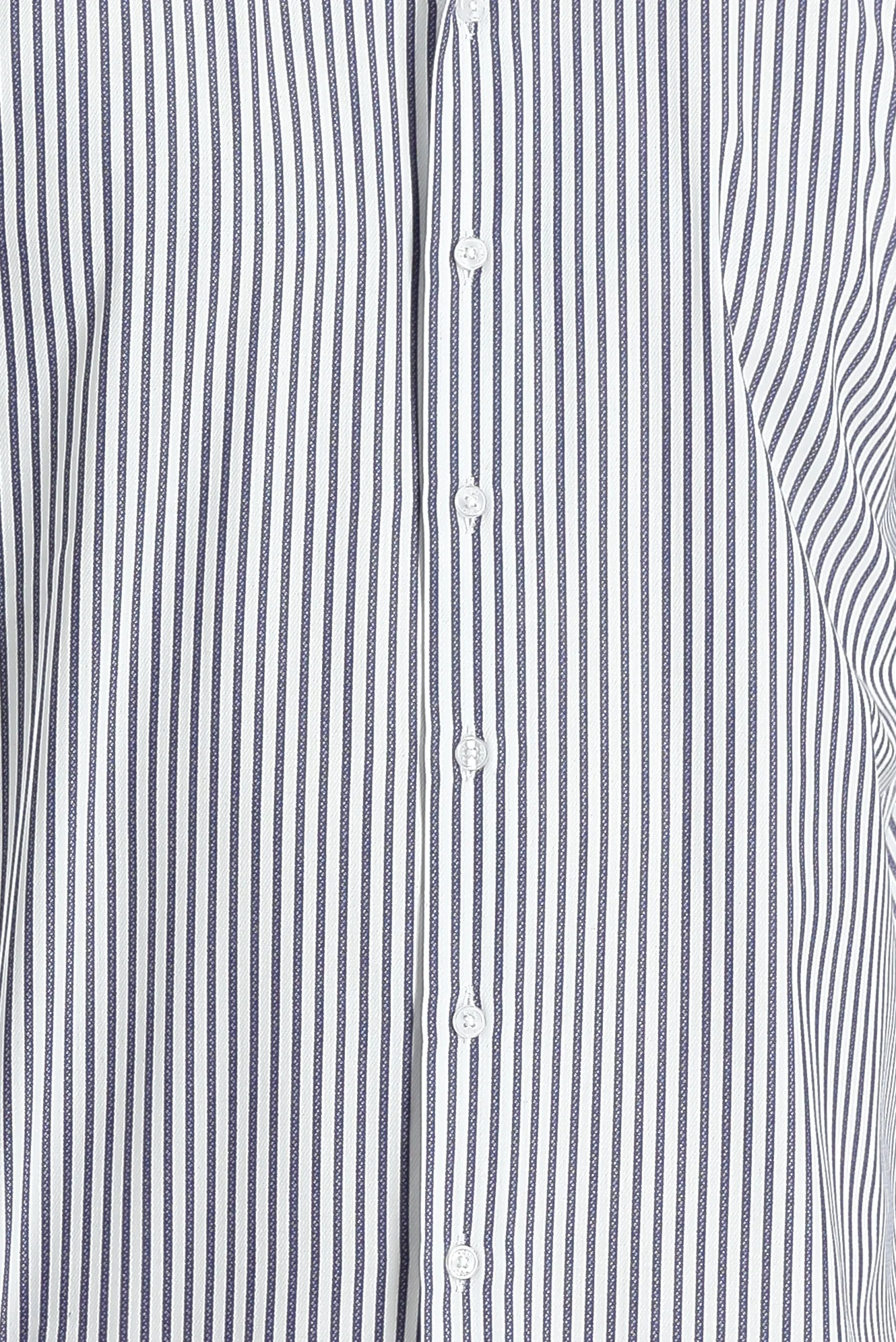 Koyu Lacivert Uzun Kol Slim Fit Dar Kesim Çizgili Pamuklu Gömlek - Image 4