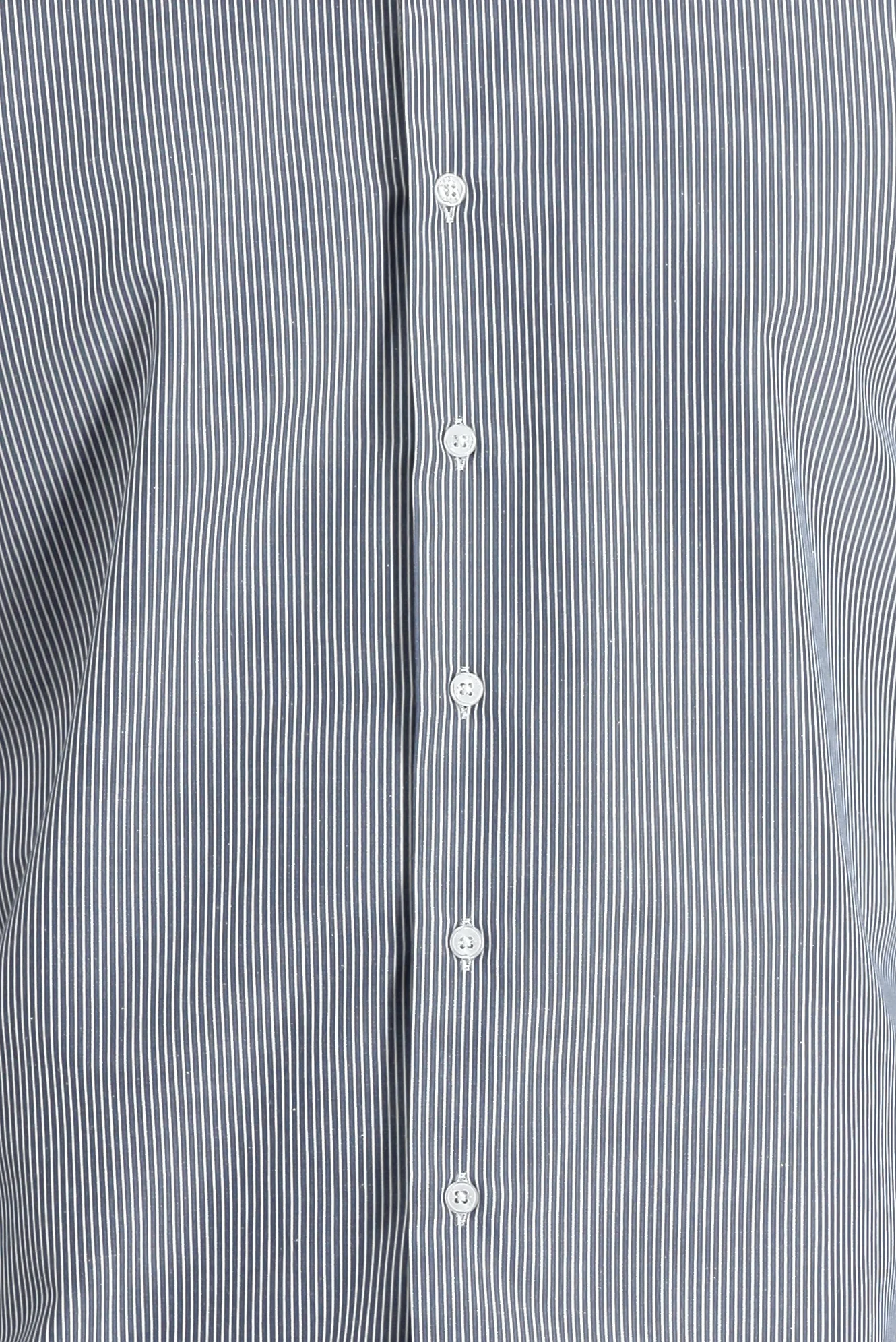 Koyu Lacivert Uzun Kol Slim Fit Çizgili Gömlek - Image 4