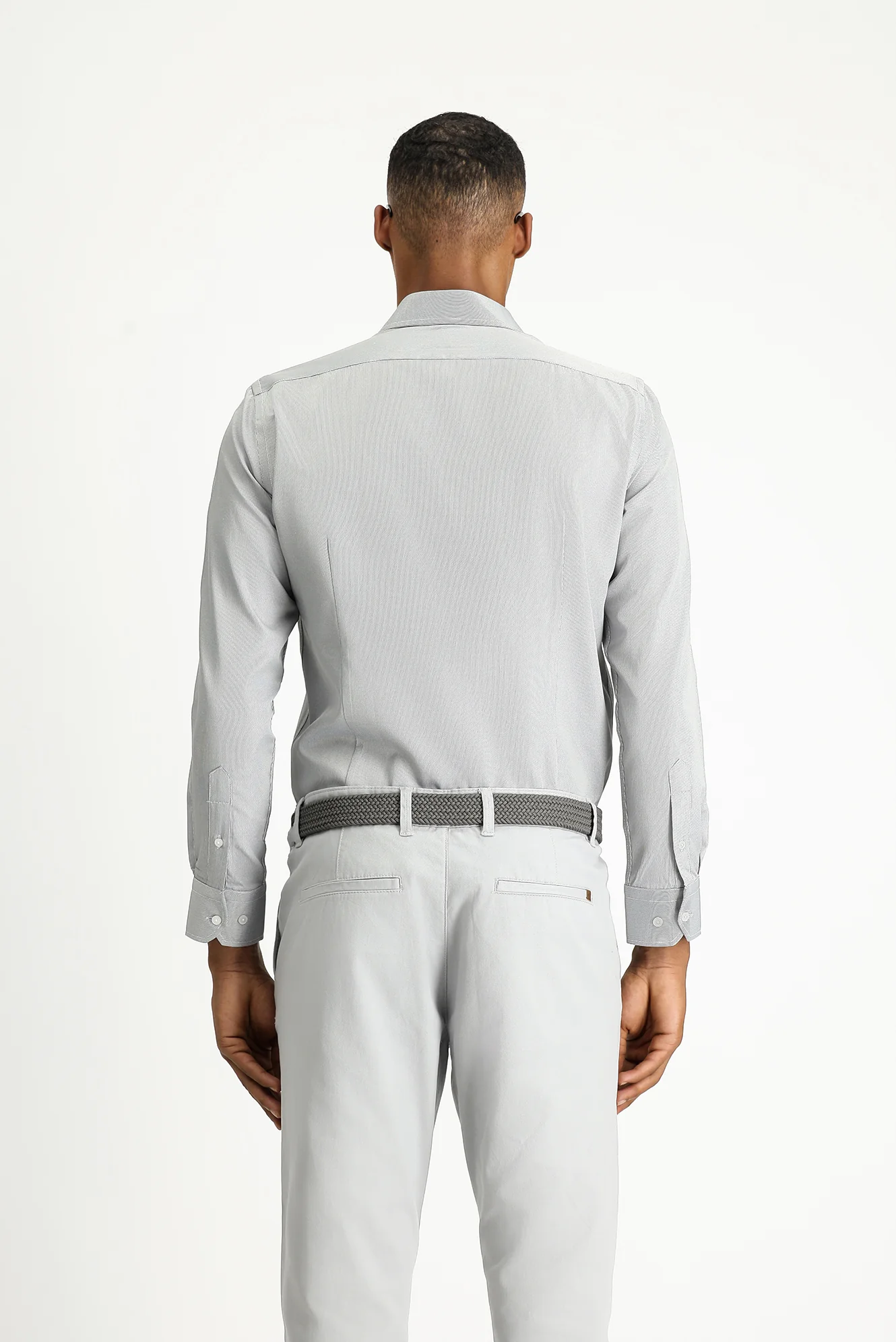 Koyu Lacivert Uzun Kol Slim Fit Dar Kesim Klasik Desenli Pamuklu Kolay Ütülenebilir Gömlek - Image 4