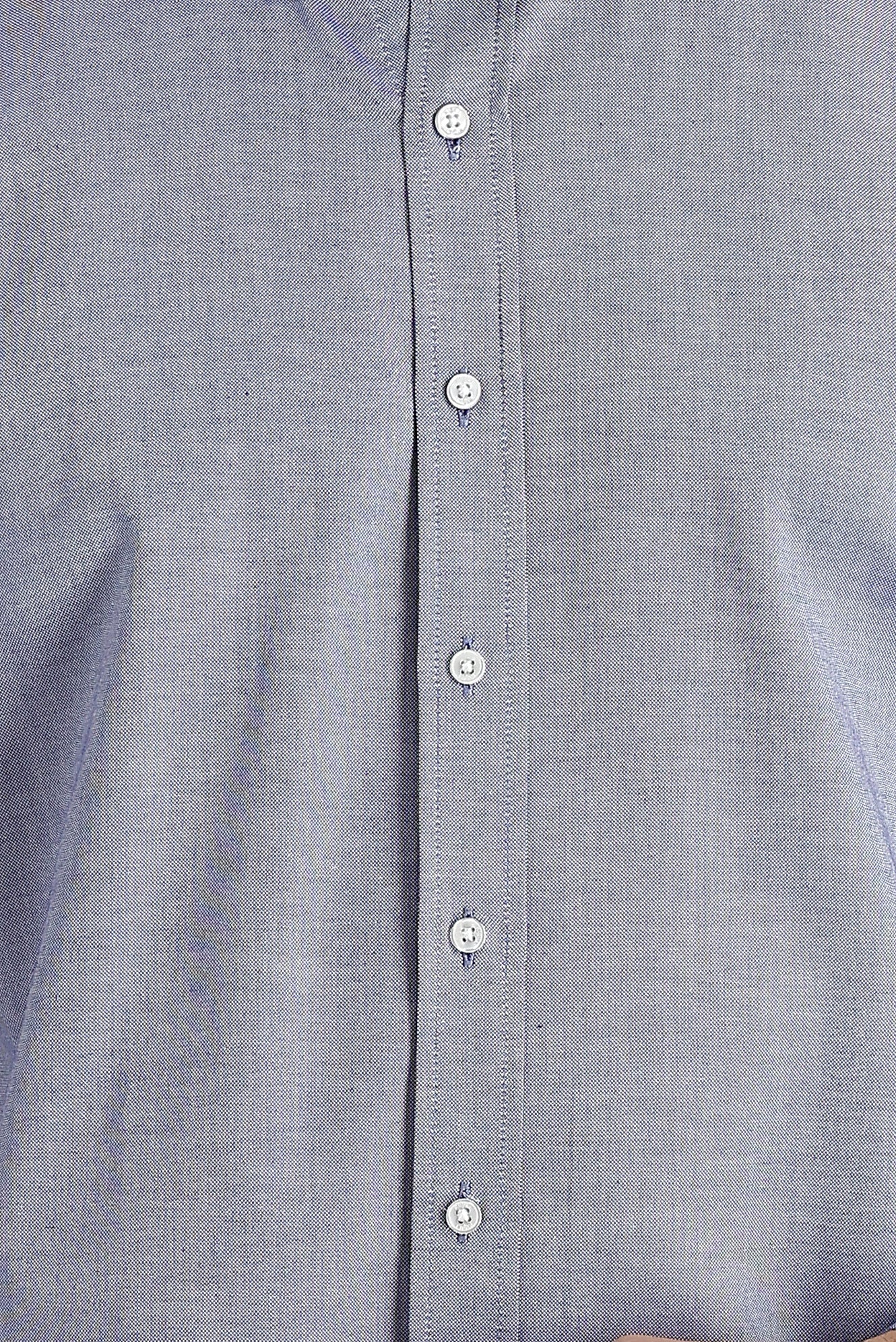 Koyu Lacivert Uzun Kol Slim Fit Dar Kesim Oxford Pamuk Düğmeli Yaka Gömlek - Image 4