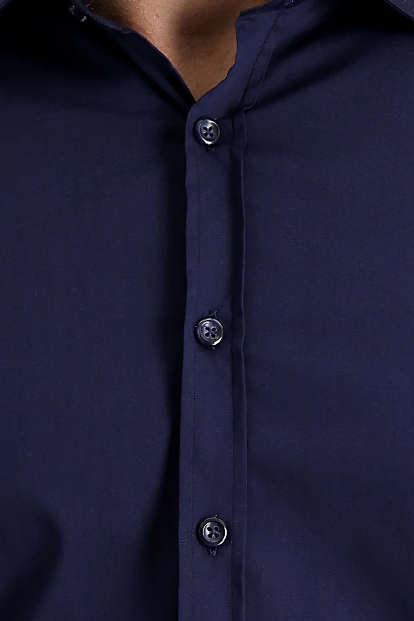 Koyu Lacivert Uzun Kol Super Slim Fit Ekstra Dar Kesim Klasik Pamuklu Gömlek - Image 4
