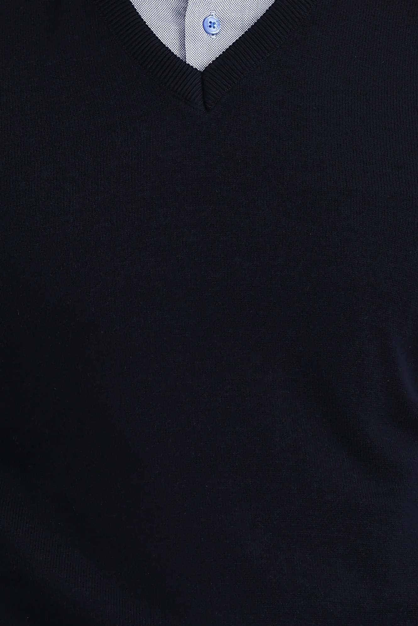 Koyu Lacivert V Yaka Regular Fit Desenli Triko Kazak - Image 4