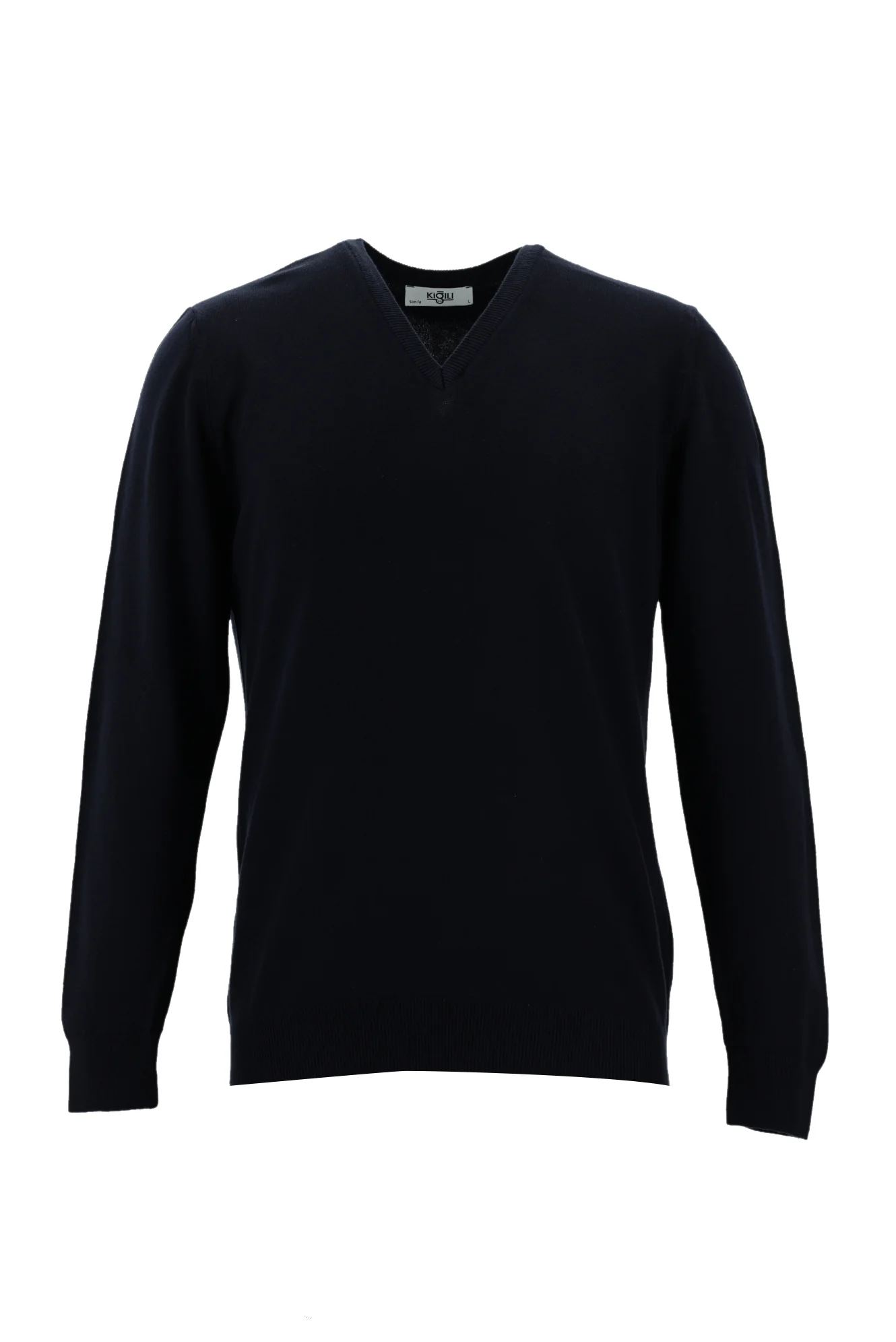 Koyu Lacivert V Yaka Slim Fit Dar Kesim Pamuklu Triko Kazak