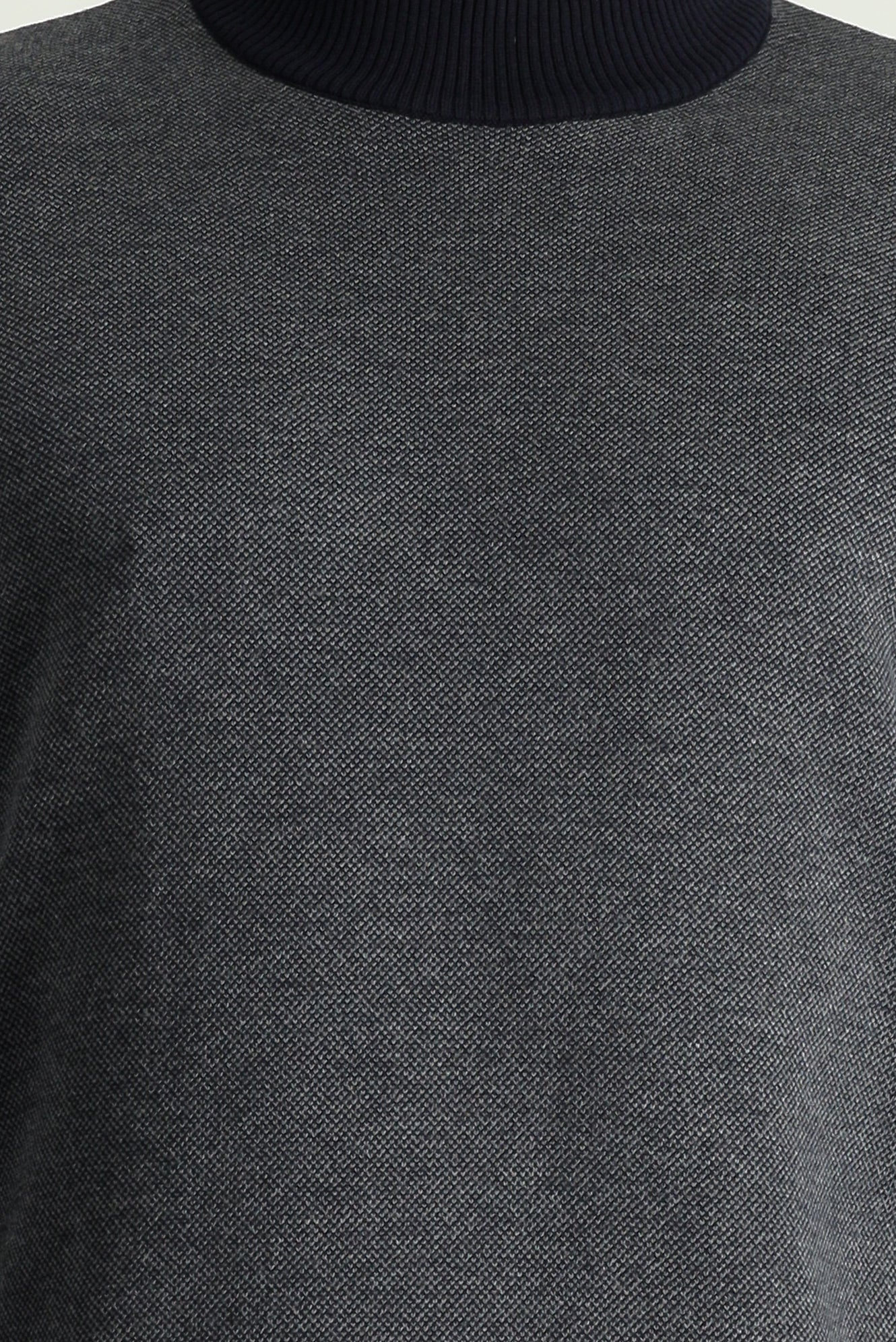 Koyu Lacivert Yarım Balıkçı Yaka Slim Fit Dar Kesim Desenli Triko Kazak - Image 5