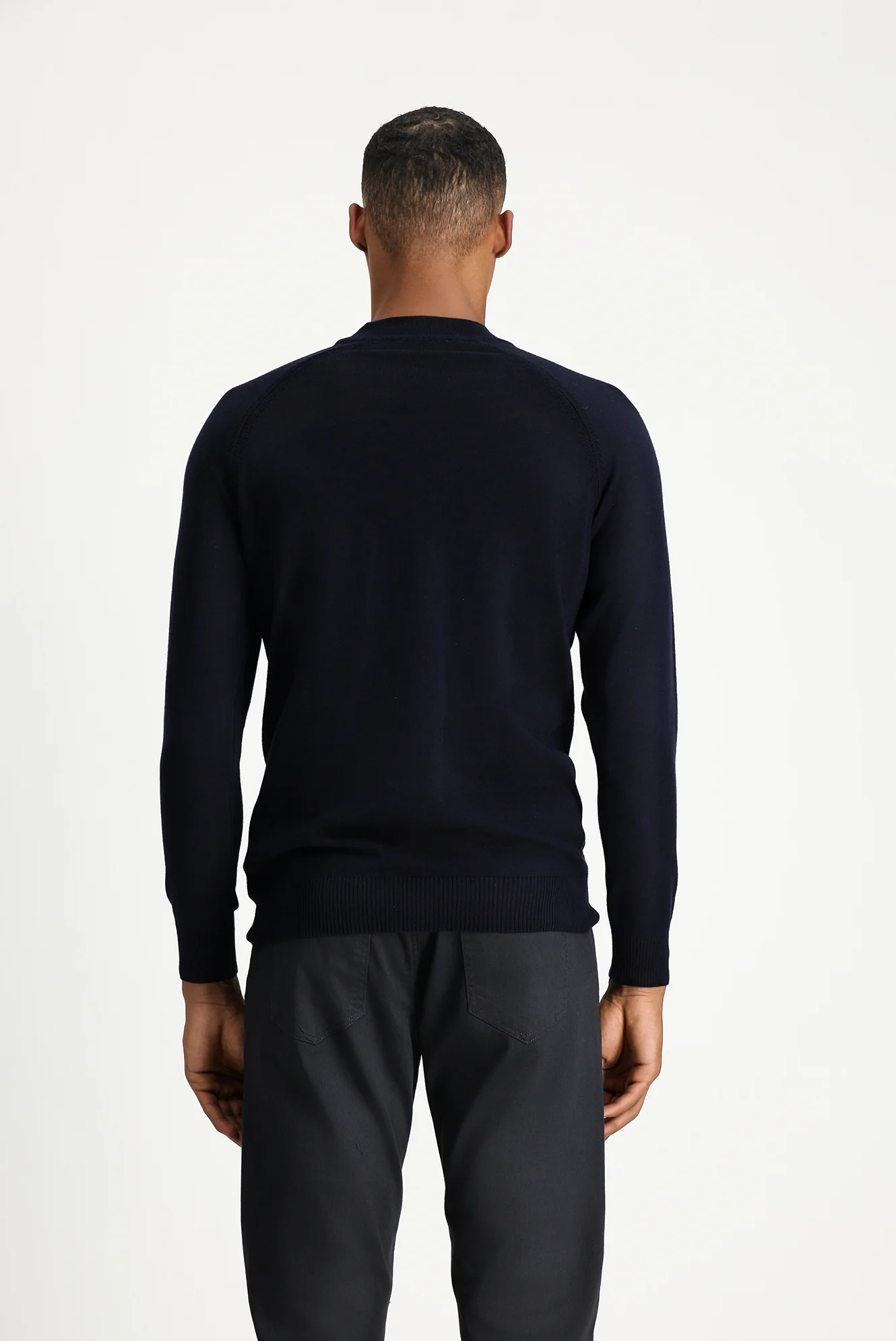 Koyu Lacivert Yarım Balıkçı Yaka Slim Fit Dar Kesim Pamuklu Triko Kazak - Image 3