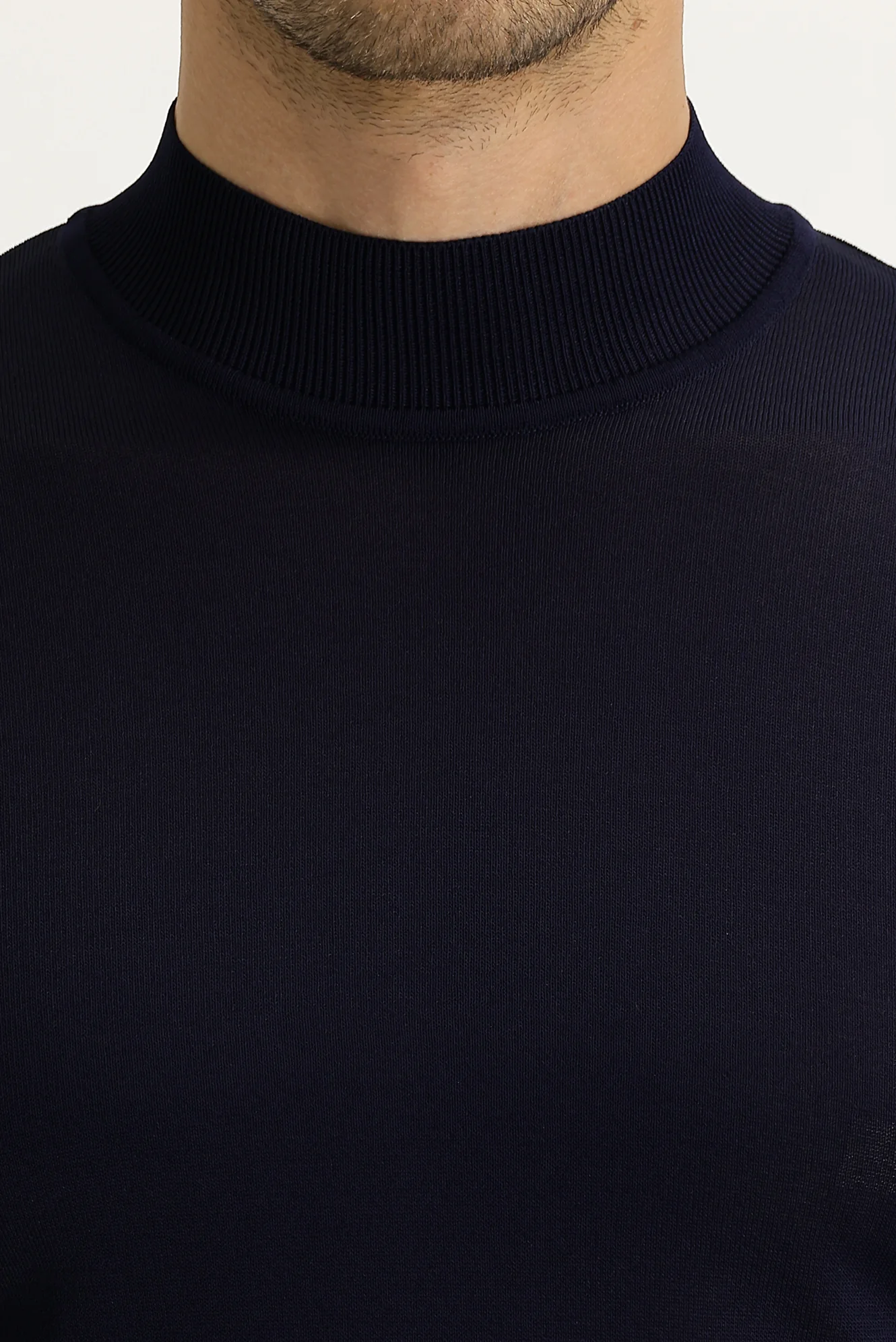 Koyu Lacivert Yarım Balıkçı Yaka Slim Fit Dar Kesim Triko Kazak - Image 3