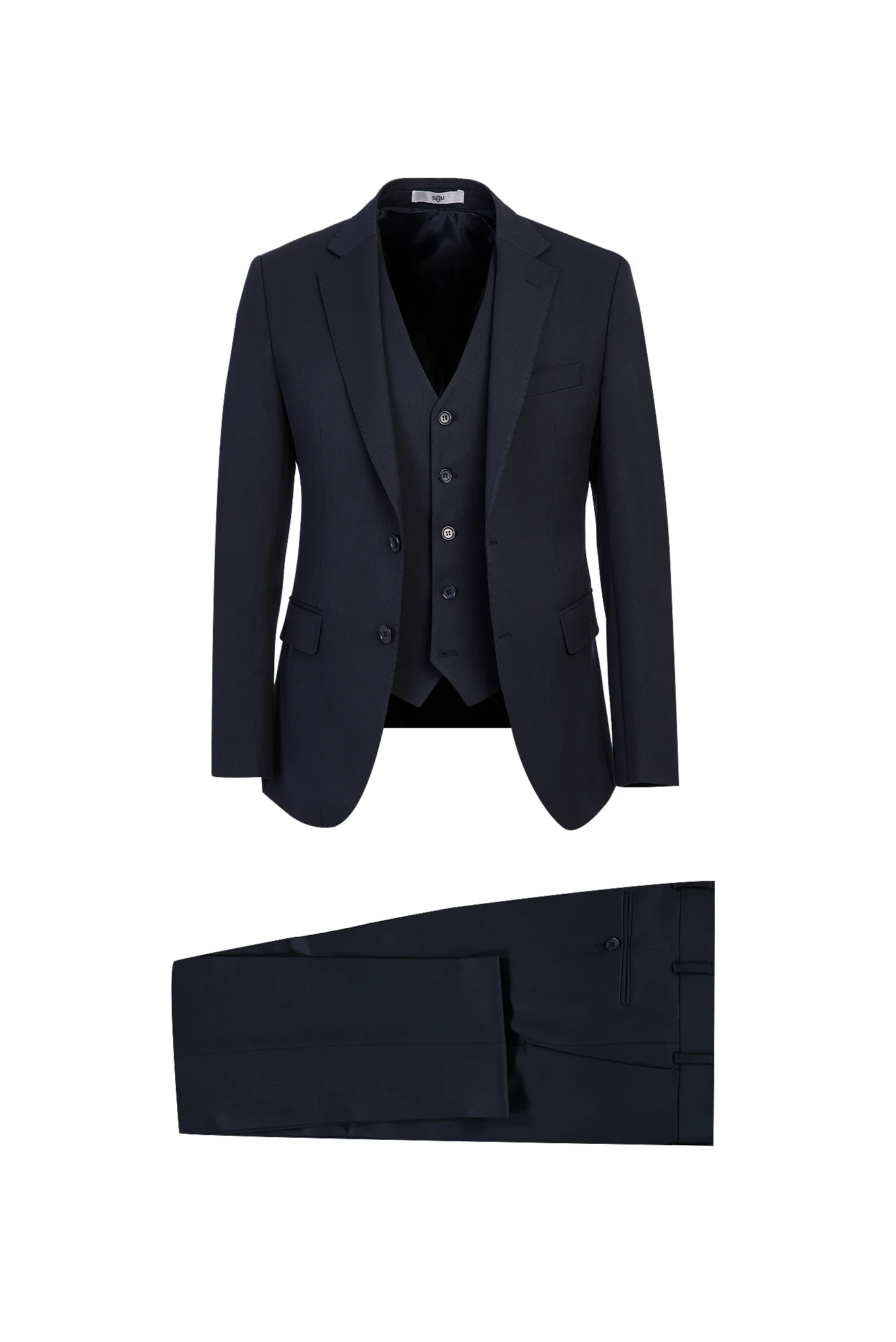 Koyu Lacivert 4 Drop Relaxed Fit Rahat Kesim Yelekli Takım Elbise