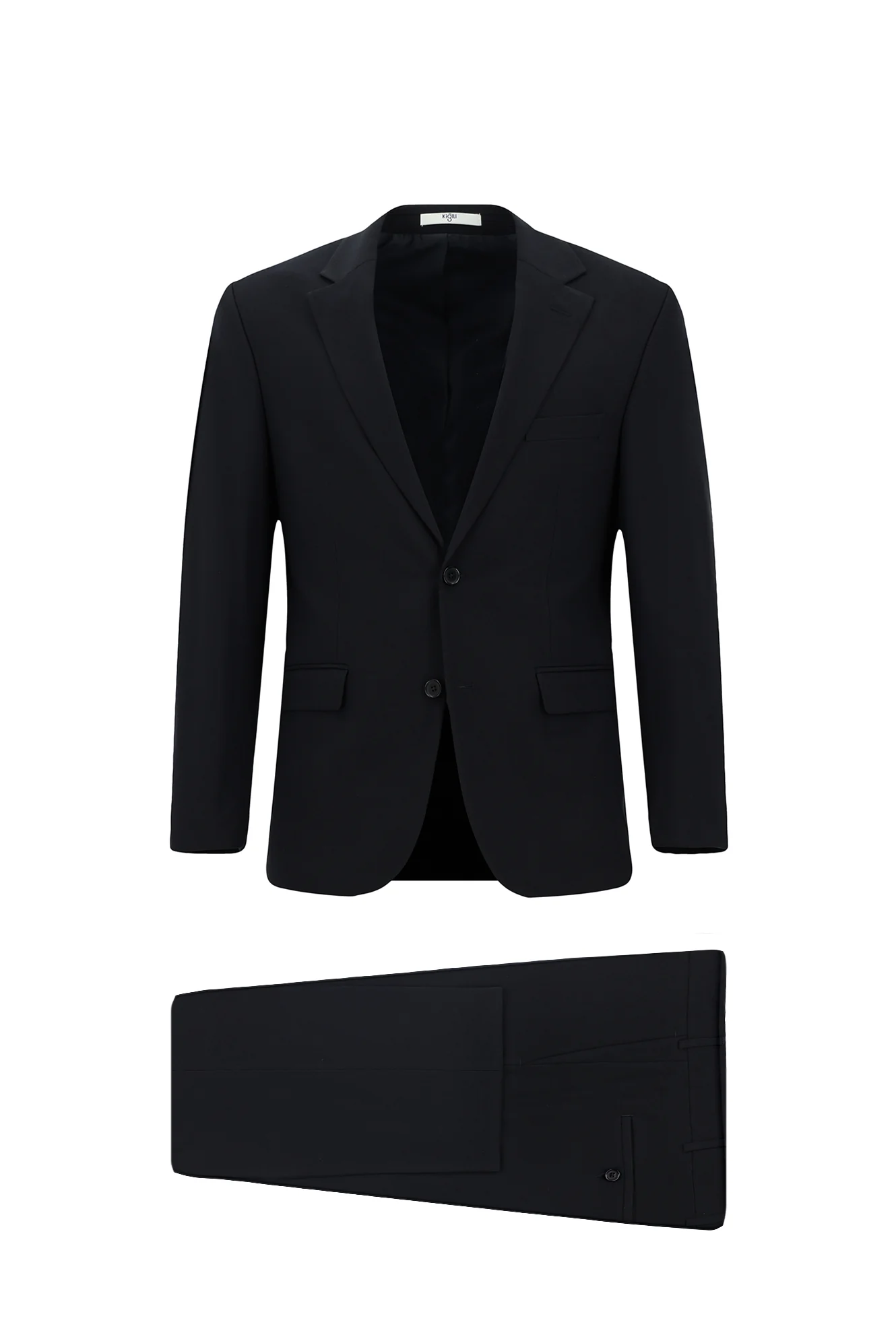 Koyu Lacivert 7 Drop Slim Fit Dar Kesim Yünlü Takım Elbise