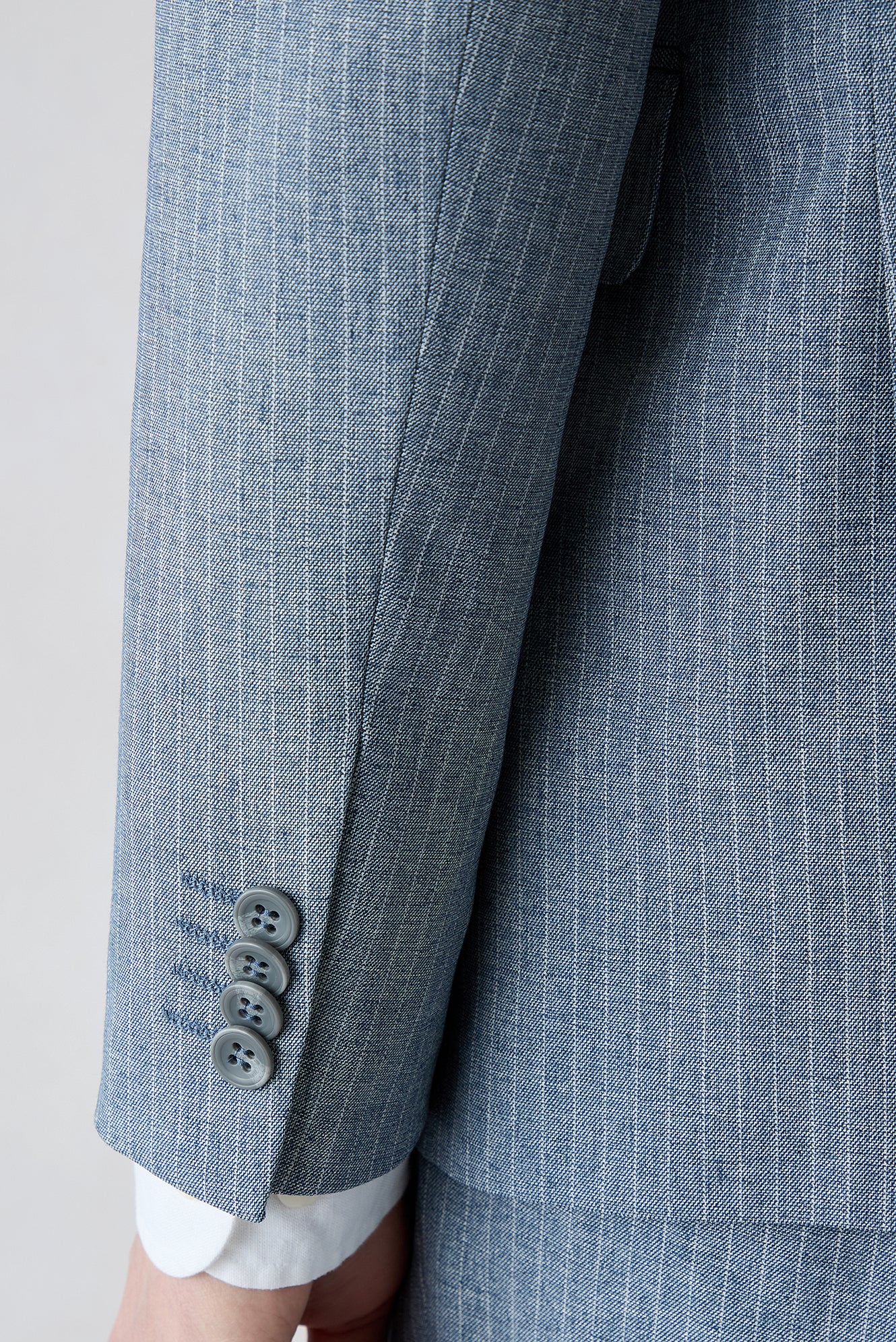 Koyu Mavi 7 Drop Super Slim Fit Eksra Dar Kesim Sivri Yaka Beli Lastikli İpli Çizgili Kruvaze Takım Elbise - Image 3