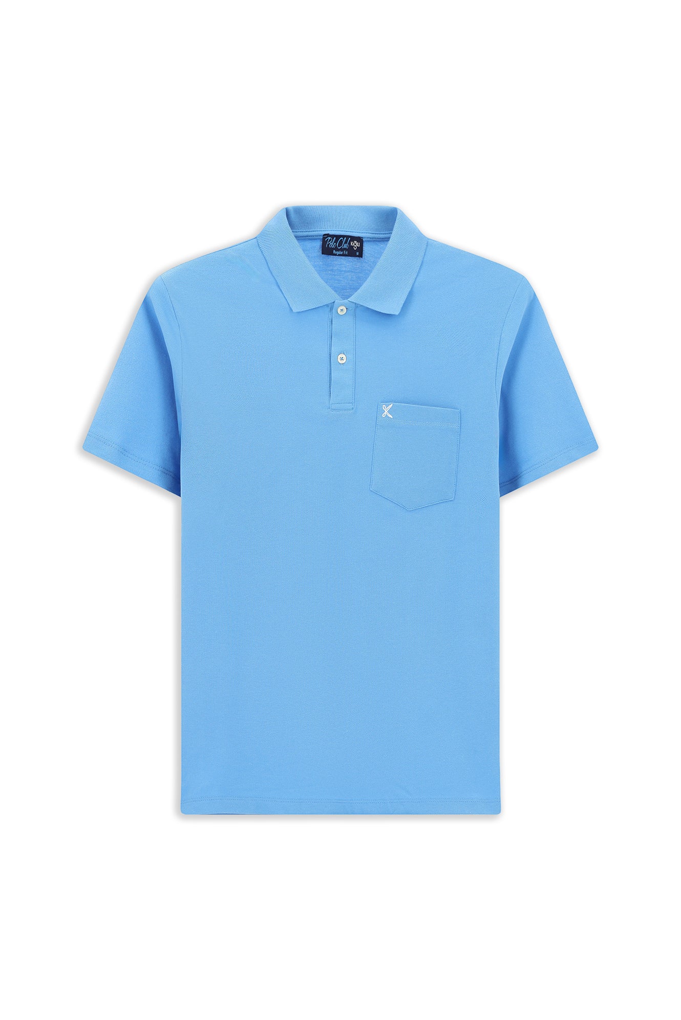 Koyu Mavi  Polo Yaka Regular Fit Cepli Nakışlı %100 Pamuk Tişört - Image 7