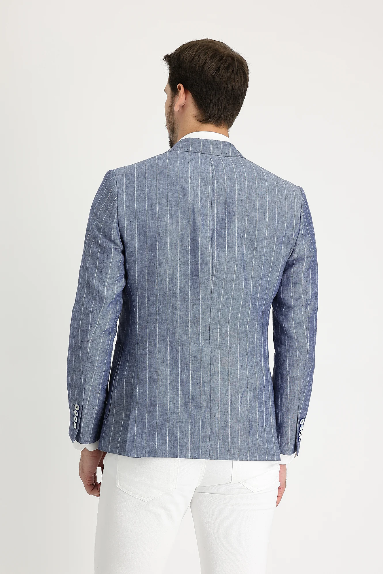 Koyu Mavi 7 Drop Slim Fit Dar Kesim Ceket - Image 2