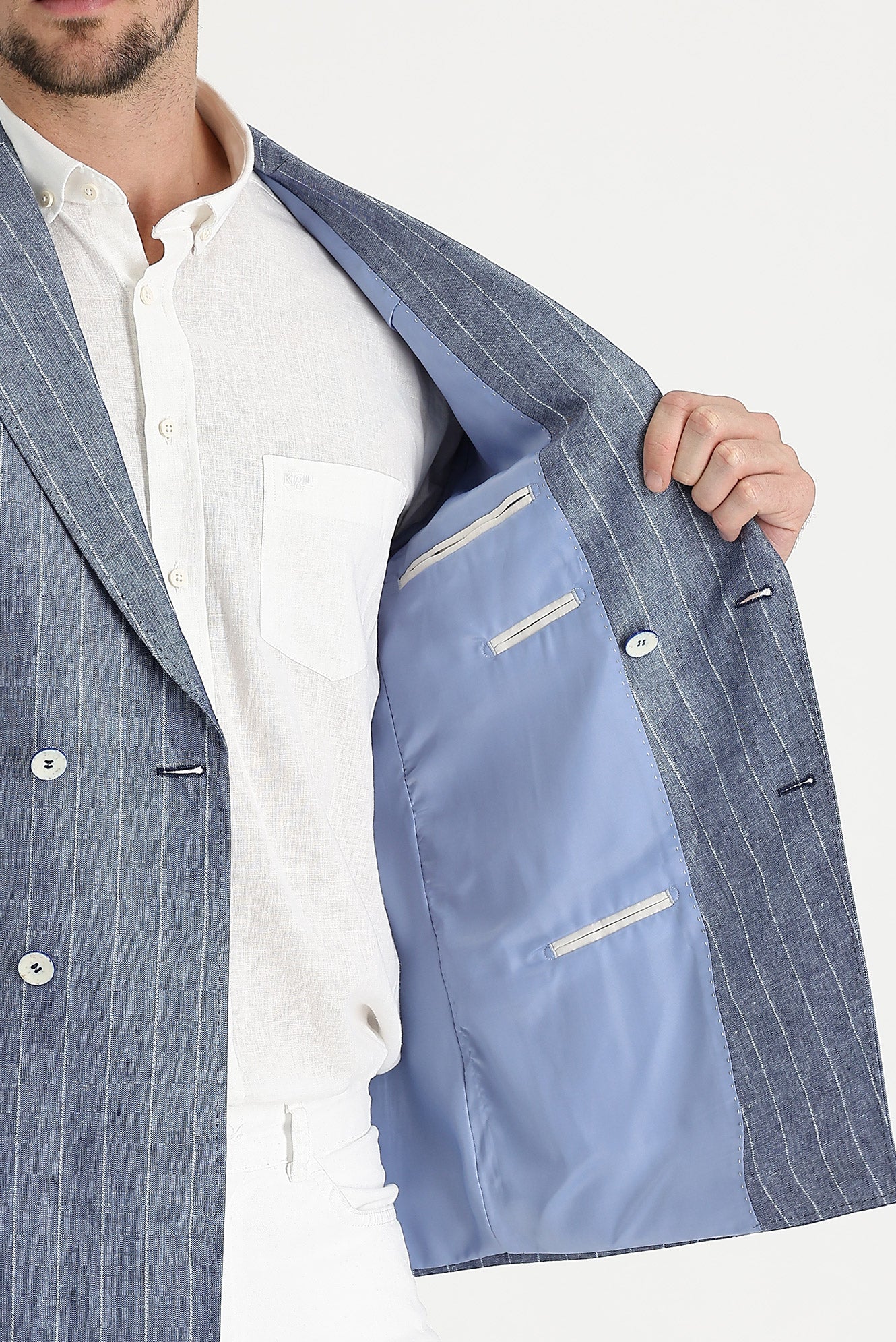 Koyu Mavi 7 Drop Slim Fit Dar Kesim Ceket - Image 4