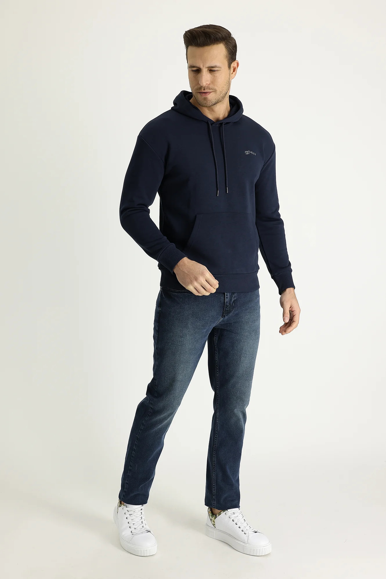 Koyu Mavi Regular Fit Standart Kesim Likralı Denim Pantolon - Image 2