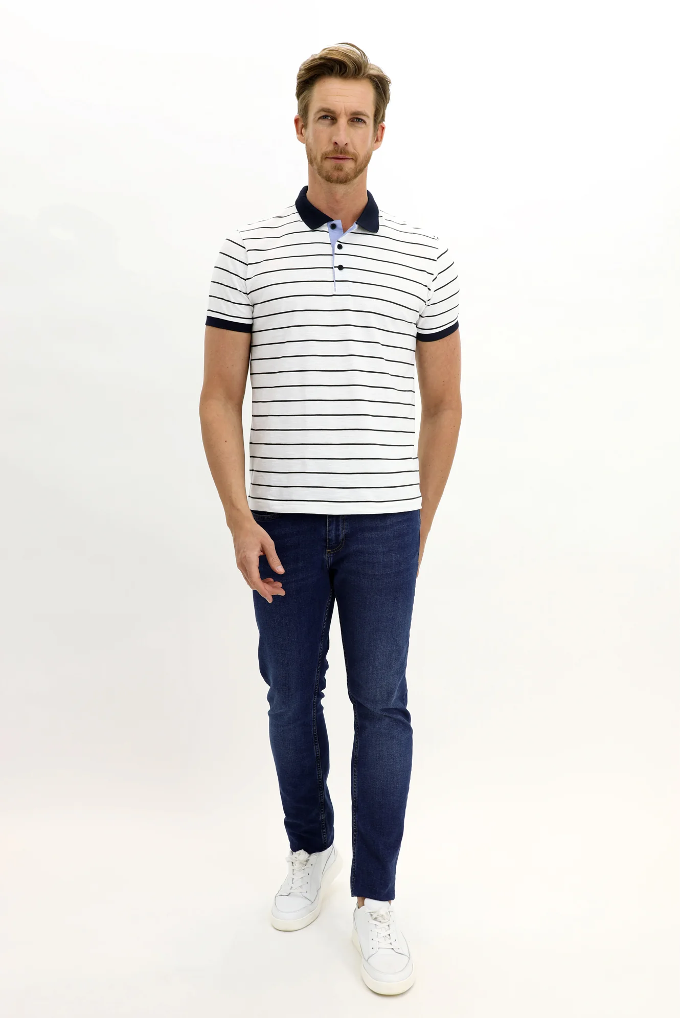 Koyu Mavi Regular Fit Standart Kesim Likralı Denim Pantolon