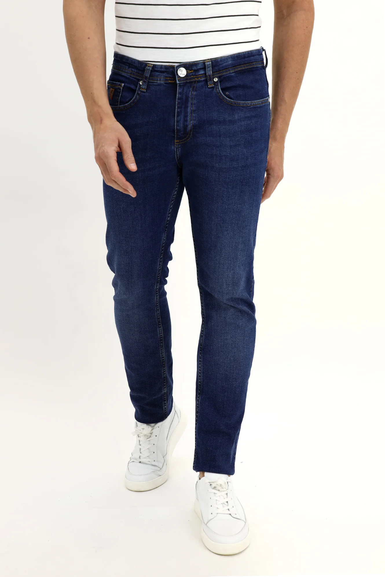 Koyu Mavi Regular Fit Standart Kesim Likralı Denim Pantolon - Image 2