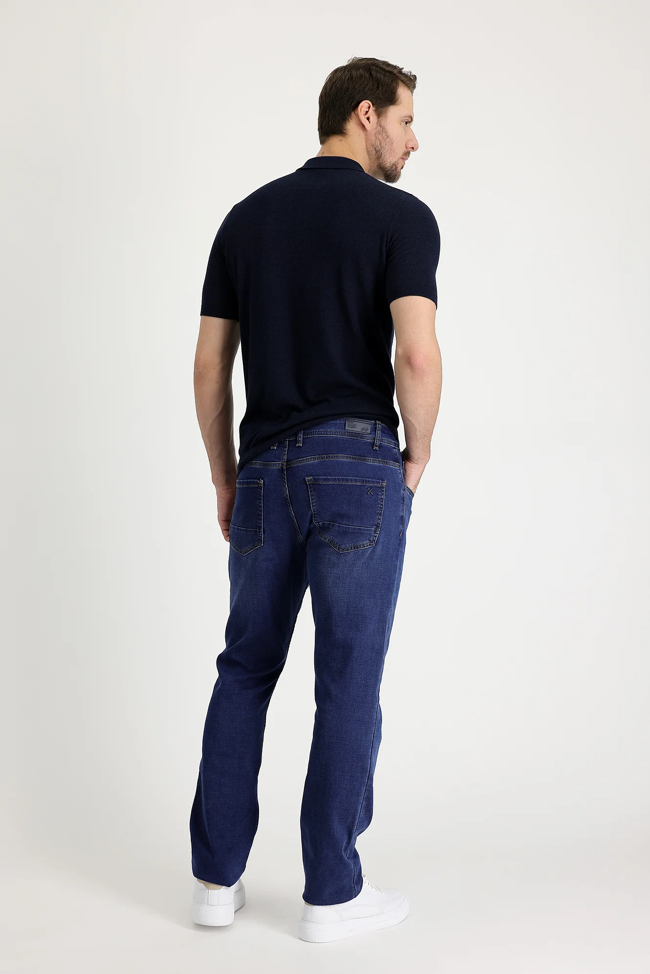 Koyu Mavi Regular Fit Standart Kesim Likralı Denim Pantolon - Image 3