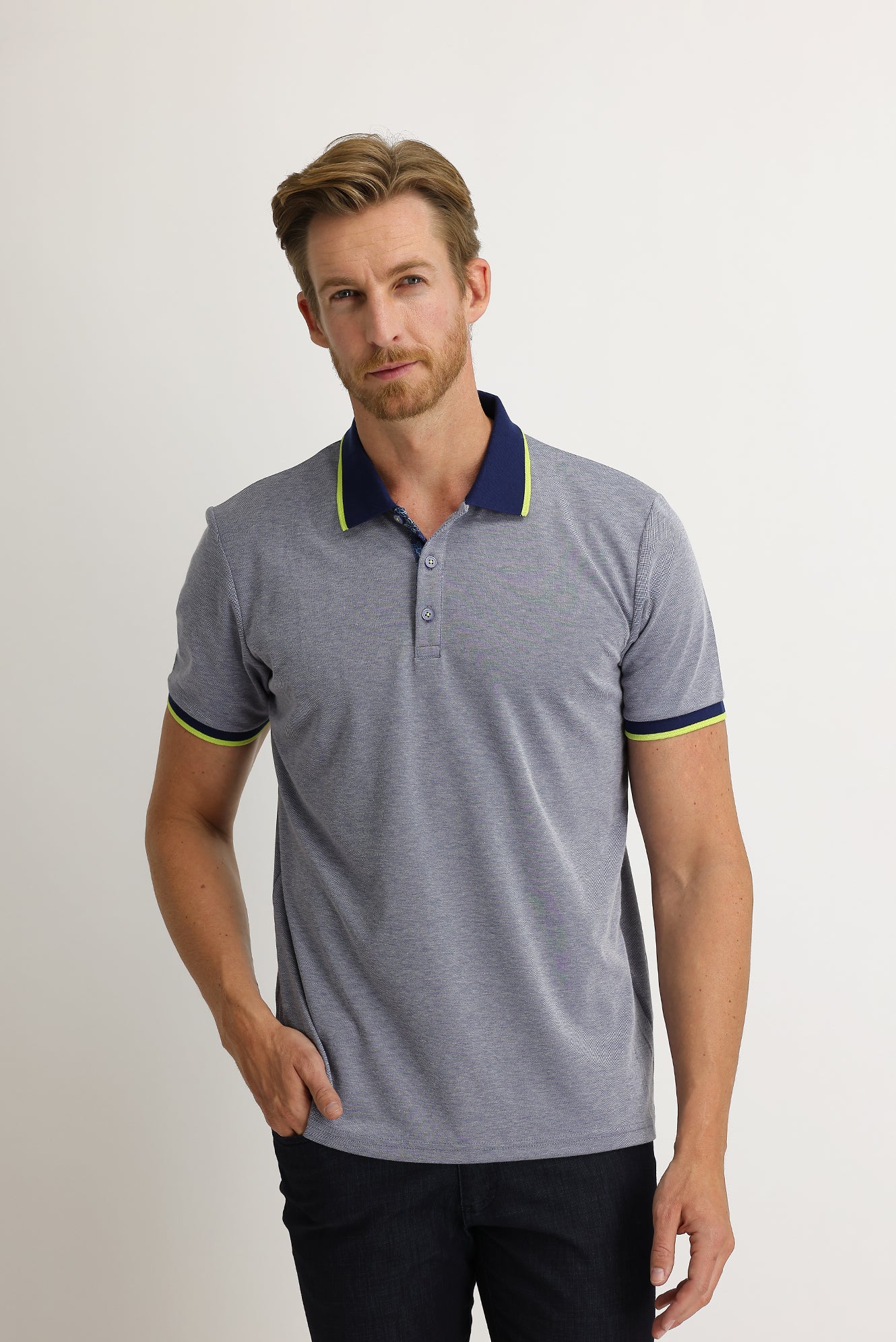 Koyu Mavi Polo Yaka Regular Fit Tişört - Image 2