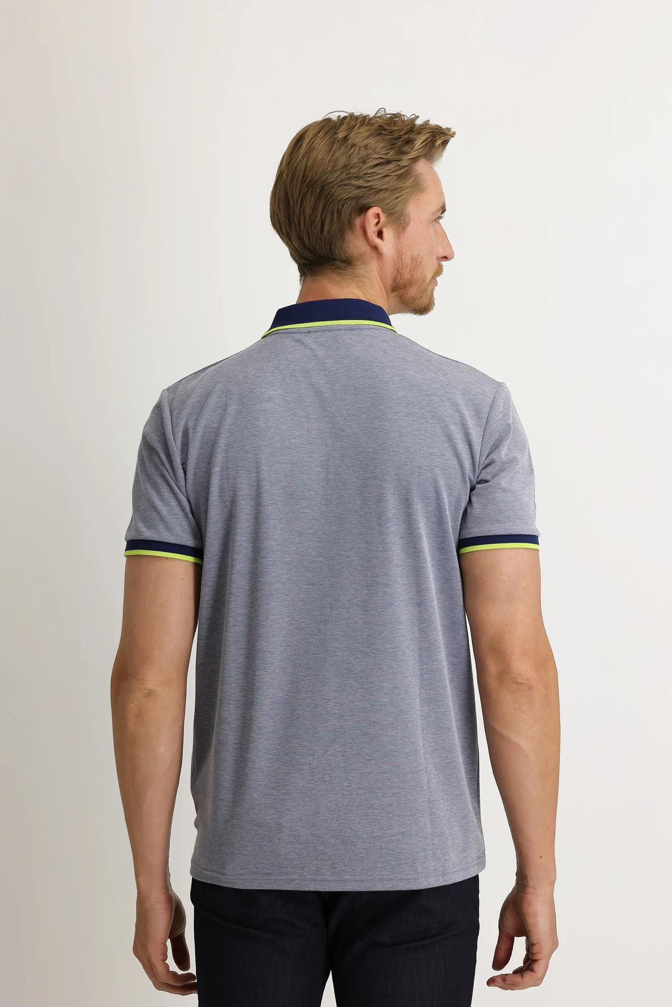 Koyu Mavi Polo Yaka Regular Fit Tişört - Image 4
