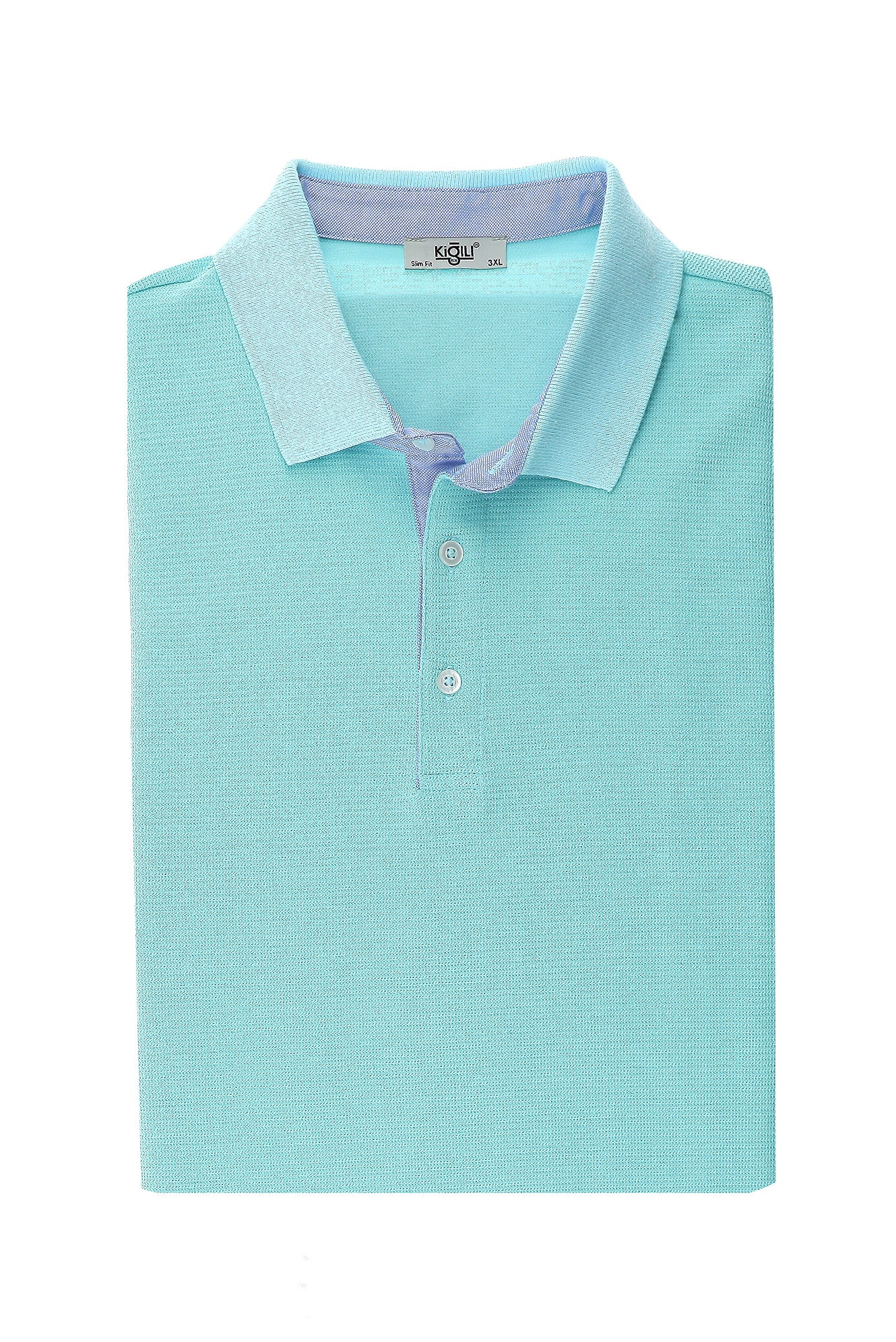 Koyu Mavi Polo Yaka Slim Fit Dar Kesim Desenli Pamuk Tişört