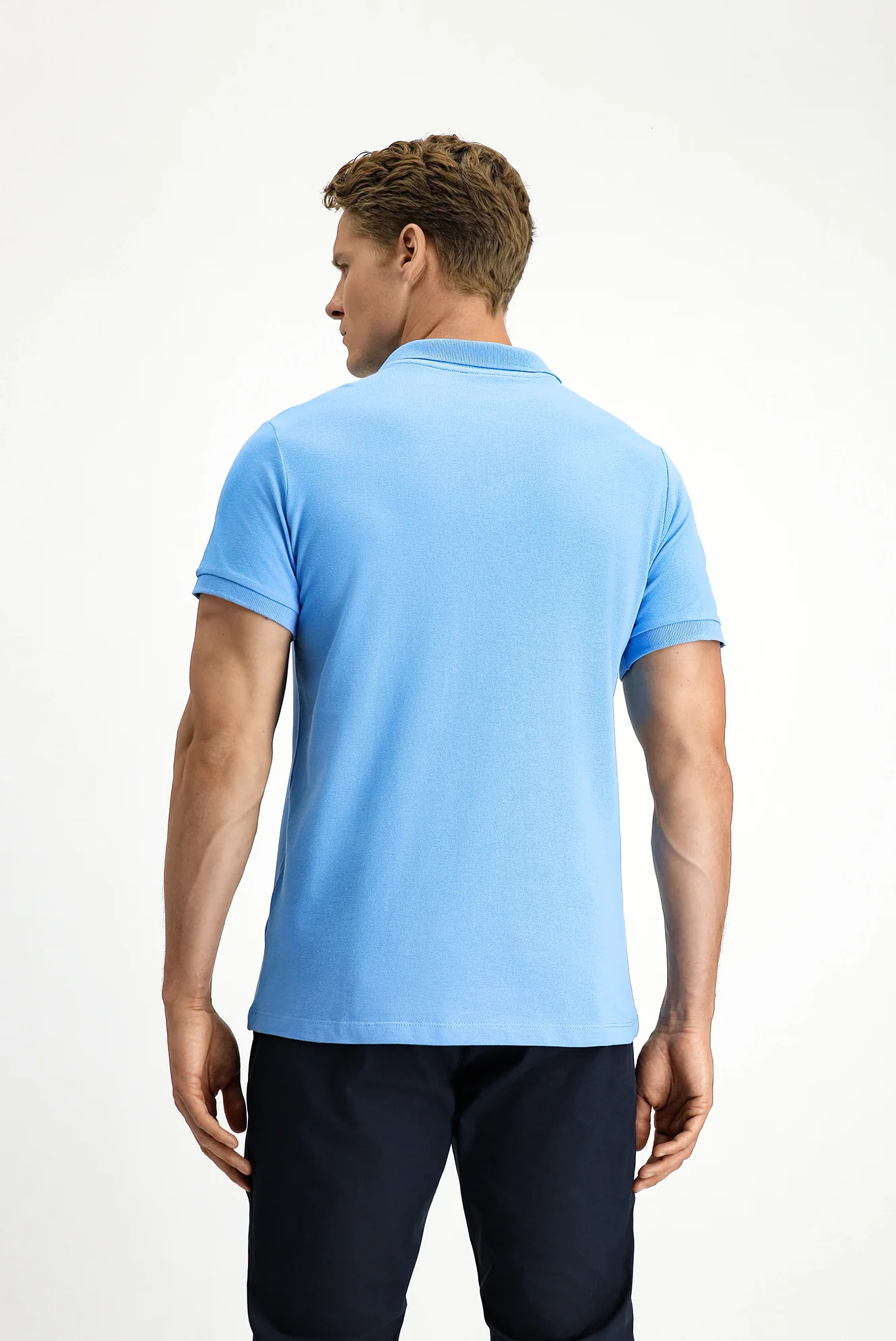 Koyu Mavi  Polo Yaka Slim Fit Nakışlı %100 Pamuk Tişört - Image 4