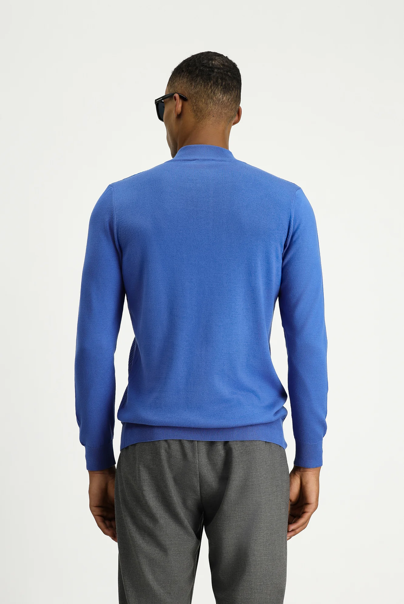 Koyu Mavi Polo Yaka Slim Fit Triko Kazak - Image 4