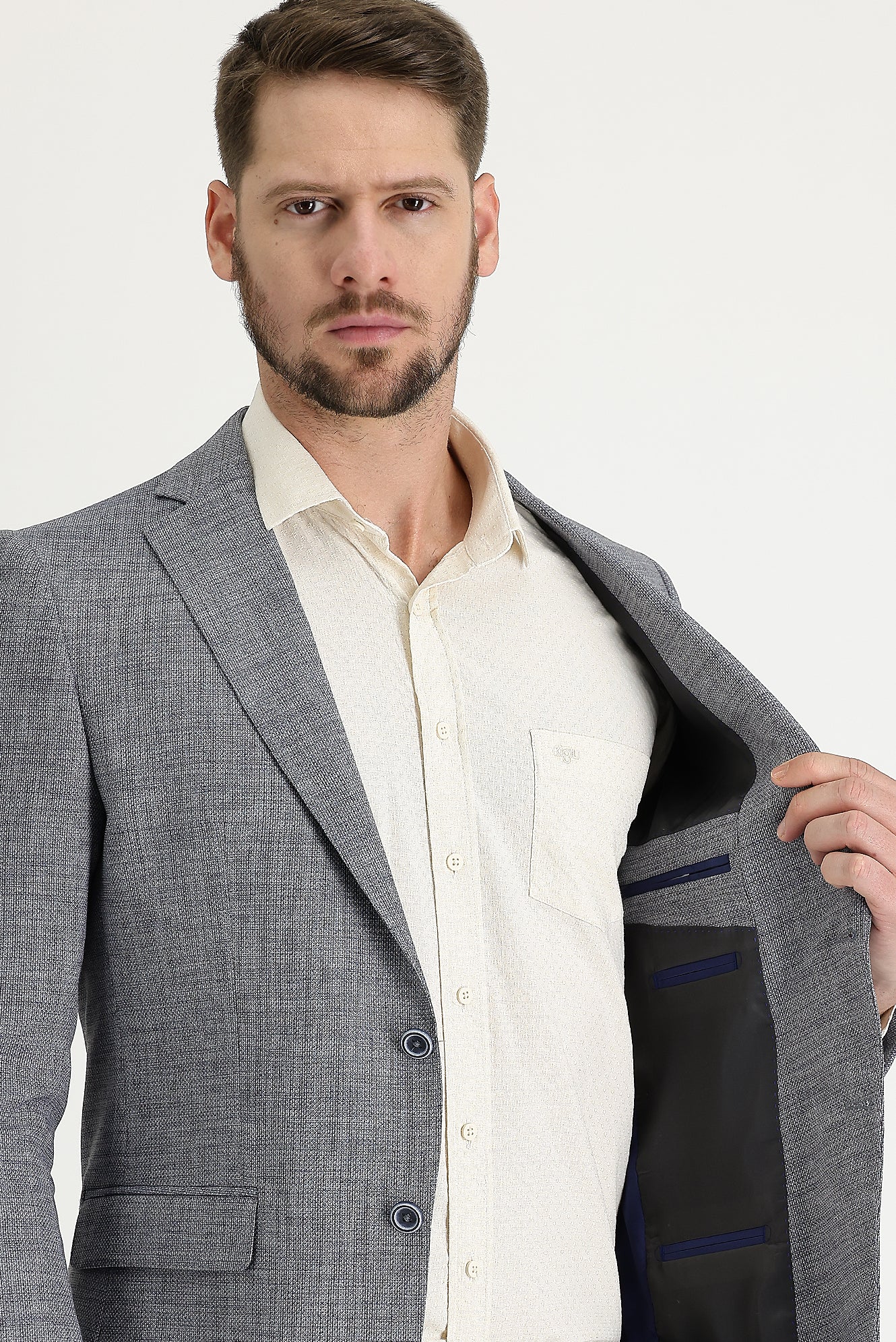 Koyu Mavi  4 Drop Relaxed Fit Rahat Kesim Ceket - Image 3