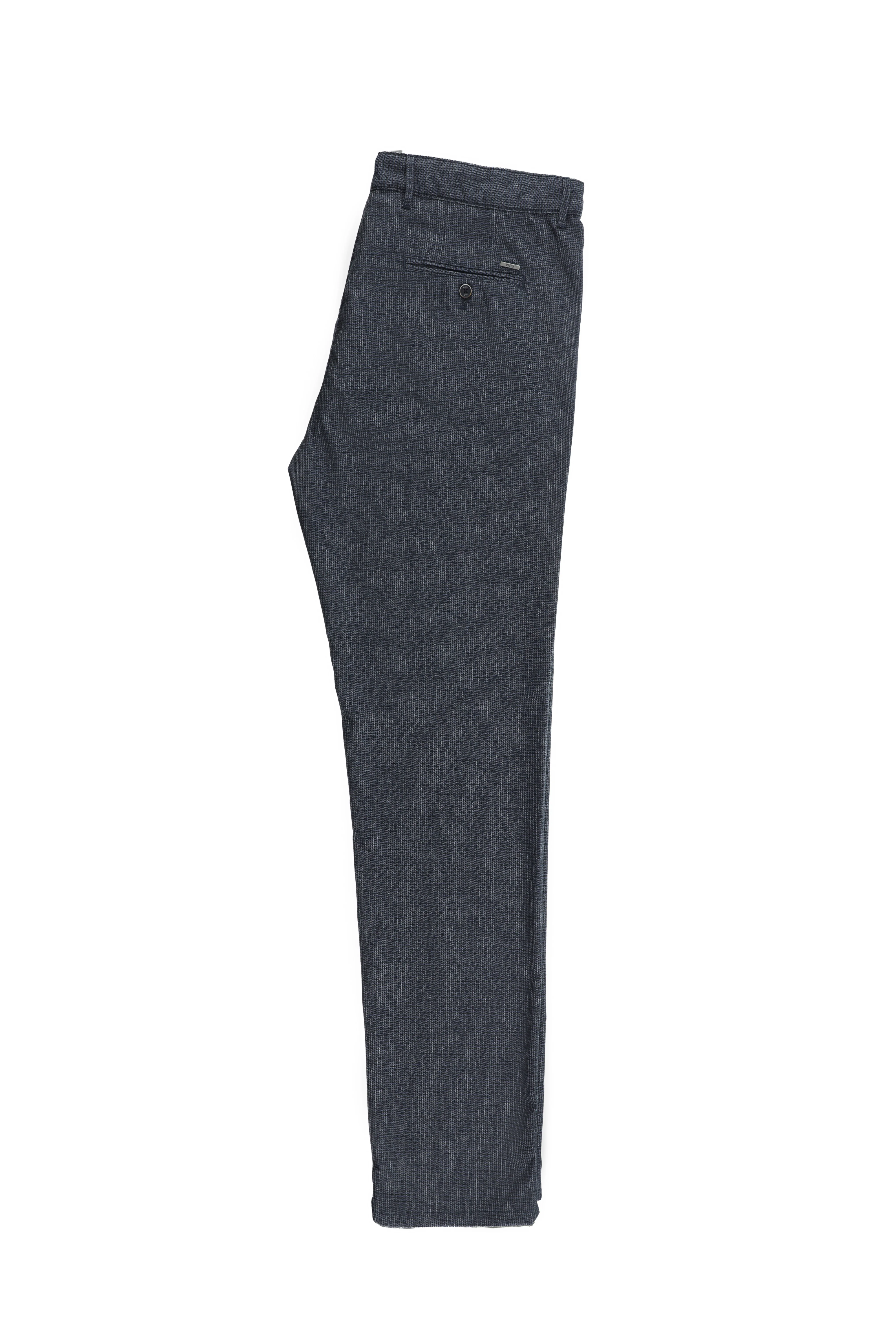 Koyu Mavi Regular Fit Standart Kesim Desenli Likralı Kanvas / Chino Pantolon - Image 3