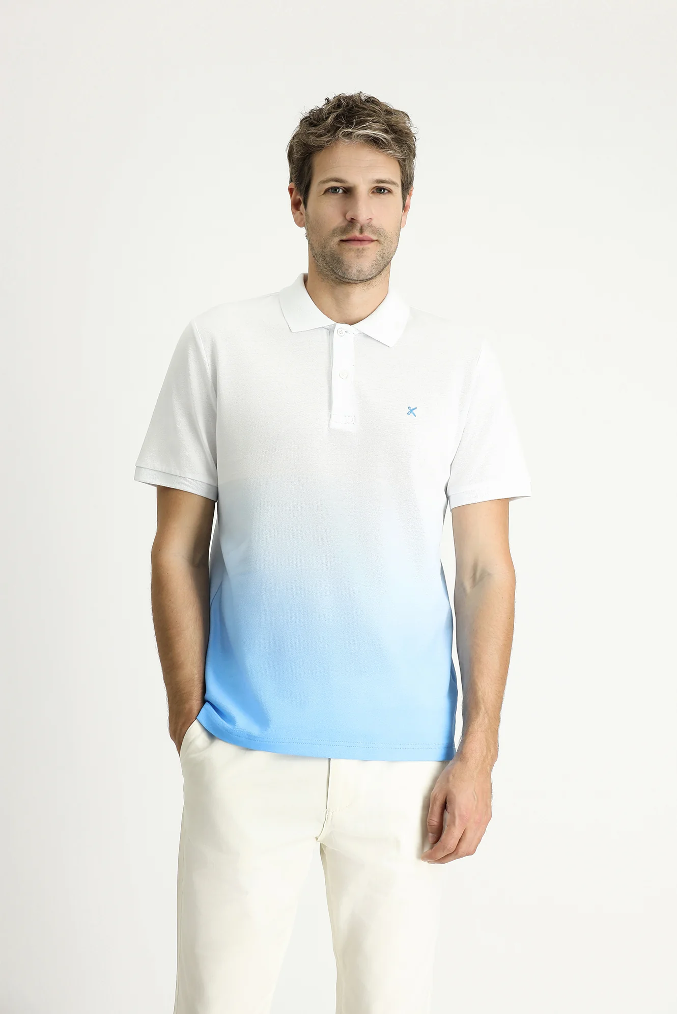 Koyu Mavi Regular Fit Desenli Nakışlı Pamuk Polo Yaka Tişört - Image 3