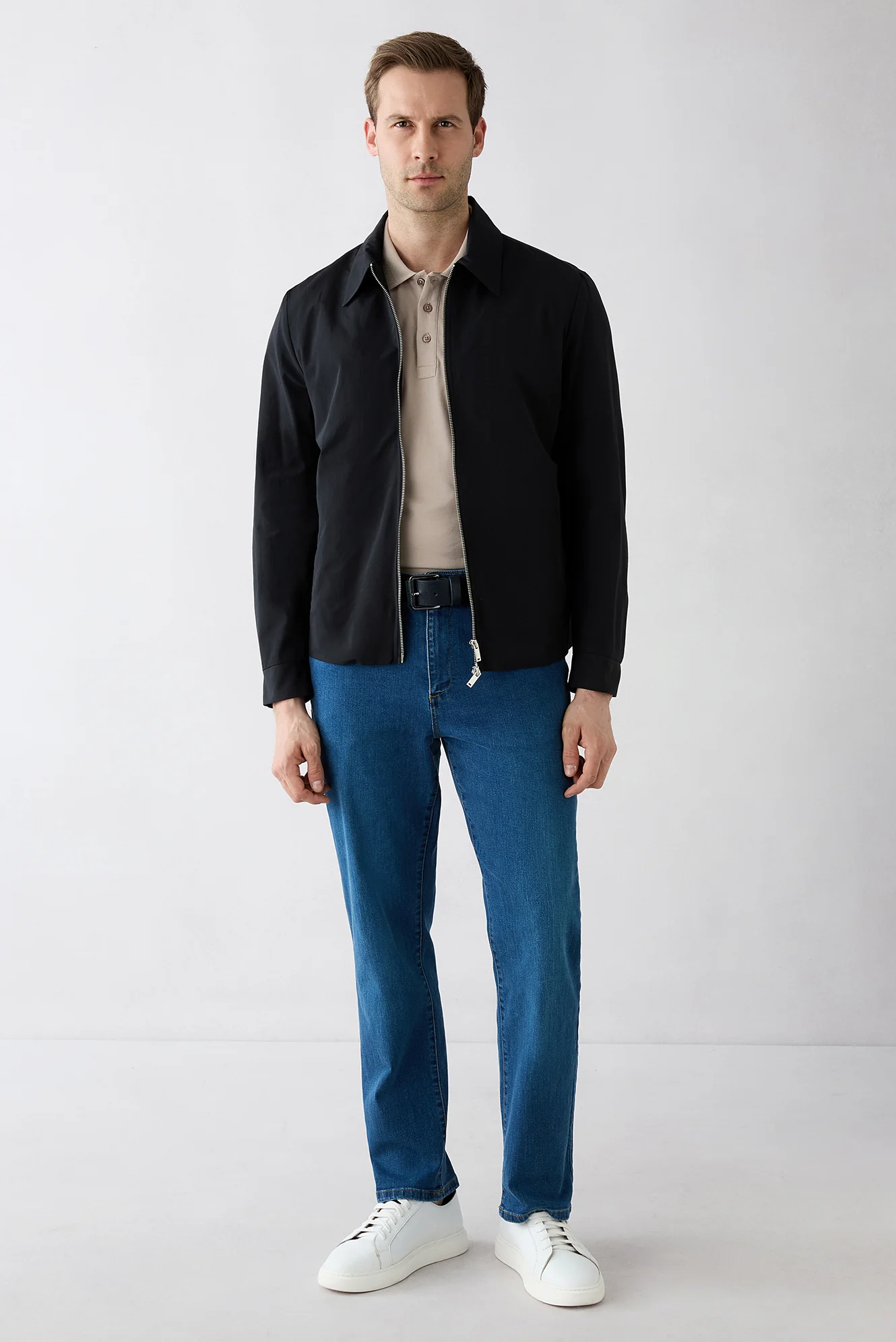 Koyu Mavi  Regular Fit Düz Pamuklu Denim Pantolon