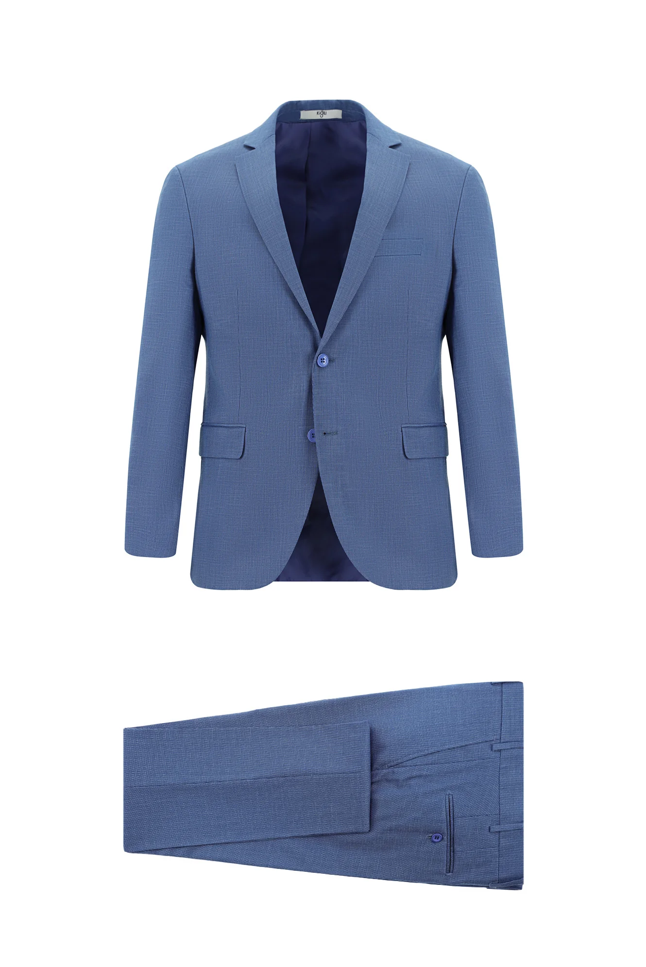 Koyu Mavi 6 Drop Regular Fit Standart Kesim Desenli Takım Elbise