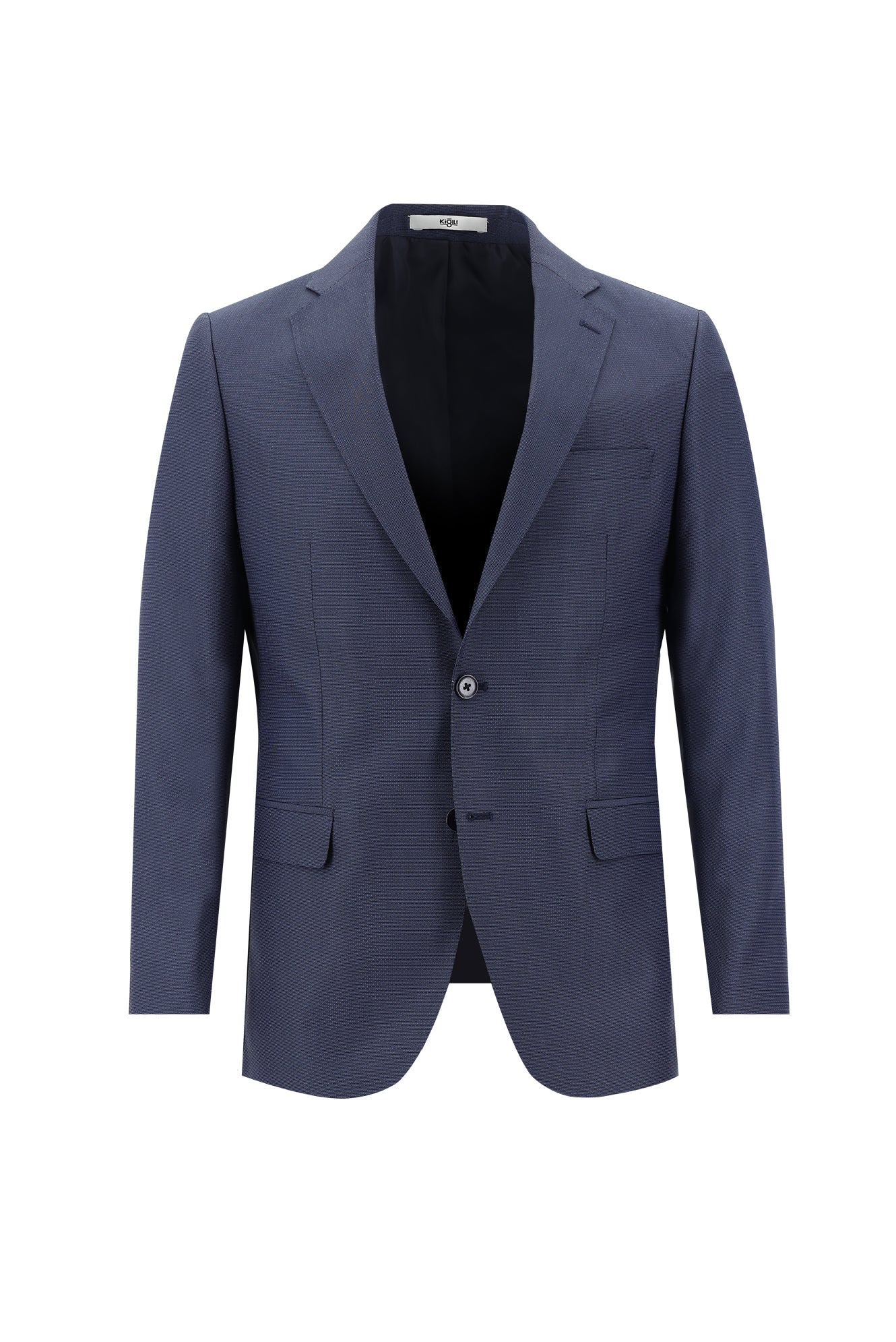 Koyu Mavi  6 Drop Regular Fit Standart Kesim Desenli Takım Elbise - Image 2