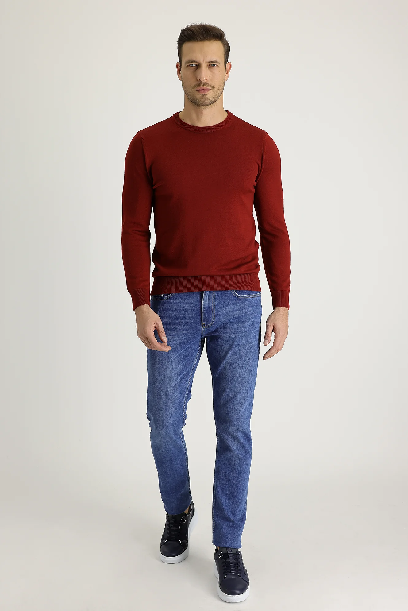 Koyu Mavi  Regular Fit Standart Kesim Likralı Denim Pantolon - Image 2