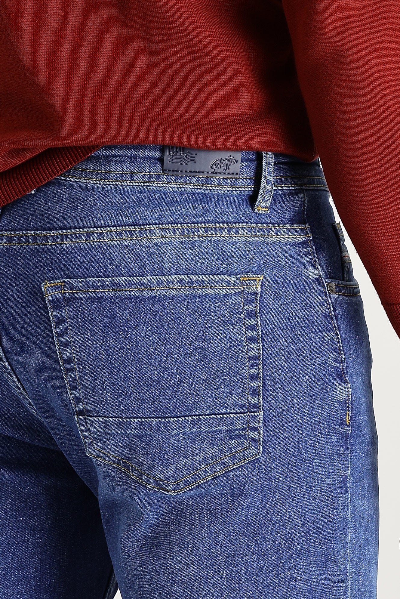 Koyu Mavi  Regular Fit Standart Kesim Likralı Denim Pantolon - Image 5