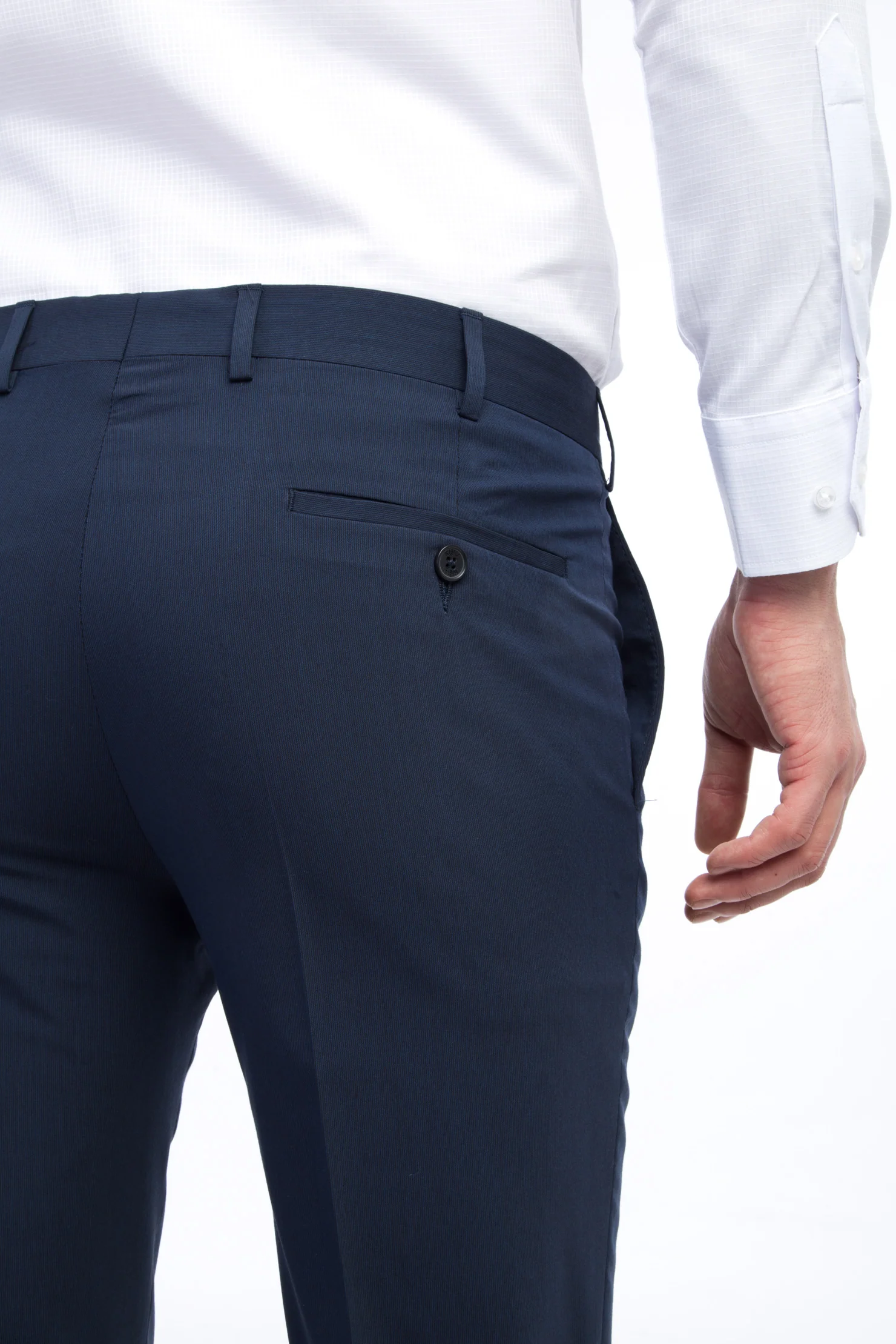 Koyu Mavi 6 Drop Regular Fit Standart Kesim Likralı Klasik Kumaş Pantolon - Image 3