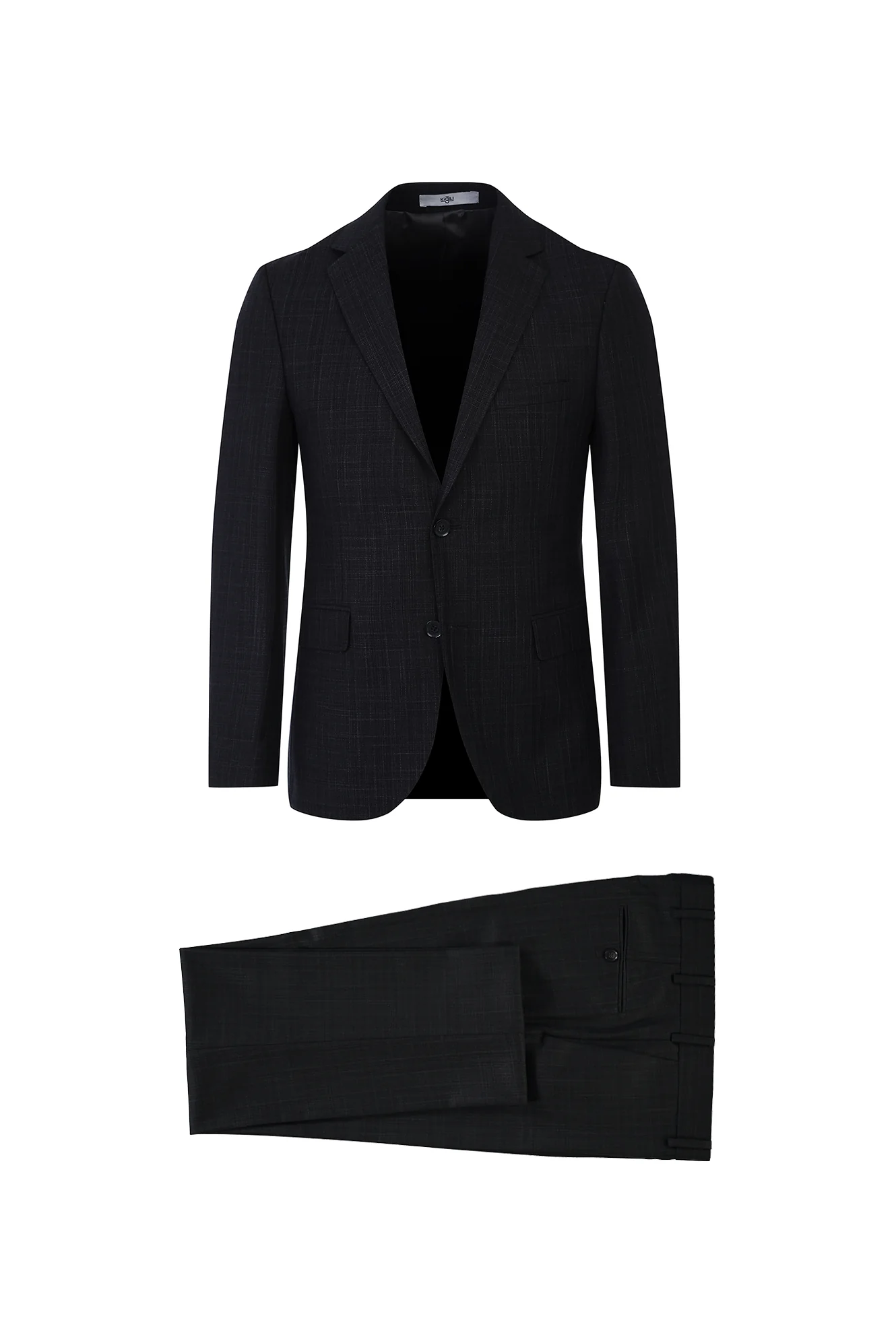 Koyu Mavi 4 Drop Relaxed Fit Rahat Kesim Desenli Takım Elbise