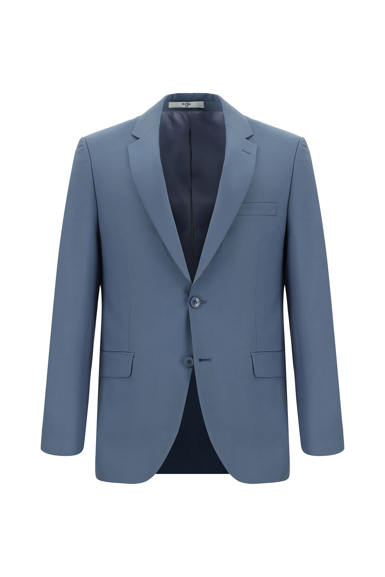 Koyu Mavi 4 Drop Relaxed Fit Rahat Kesim Yünlü Takım Elbise - Image 2