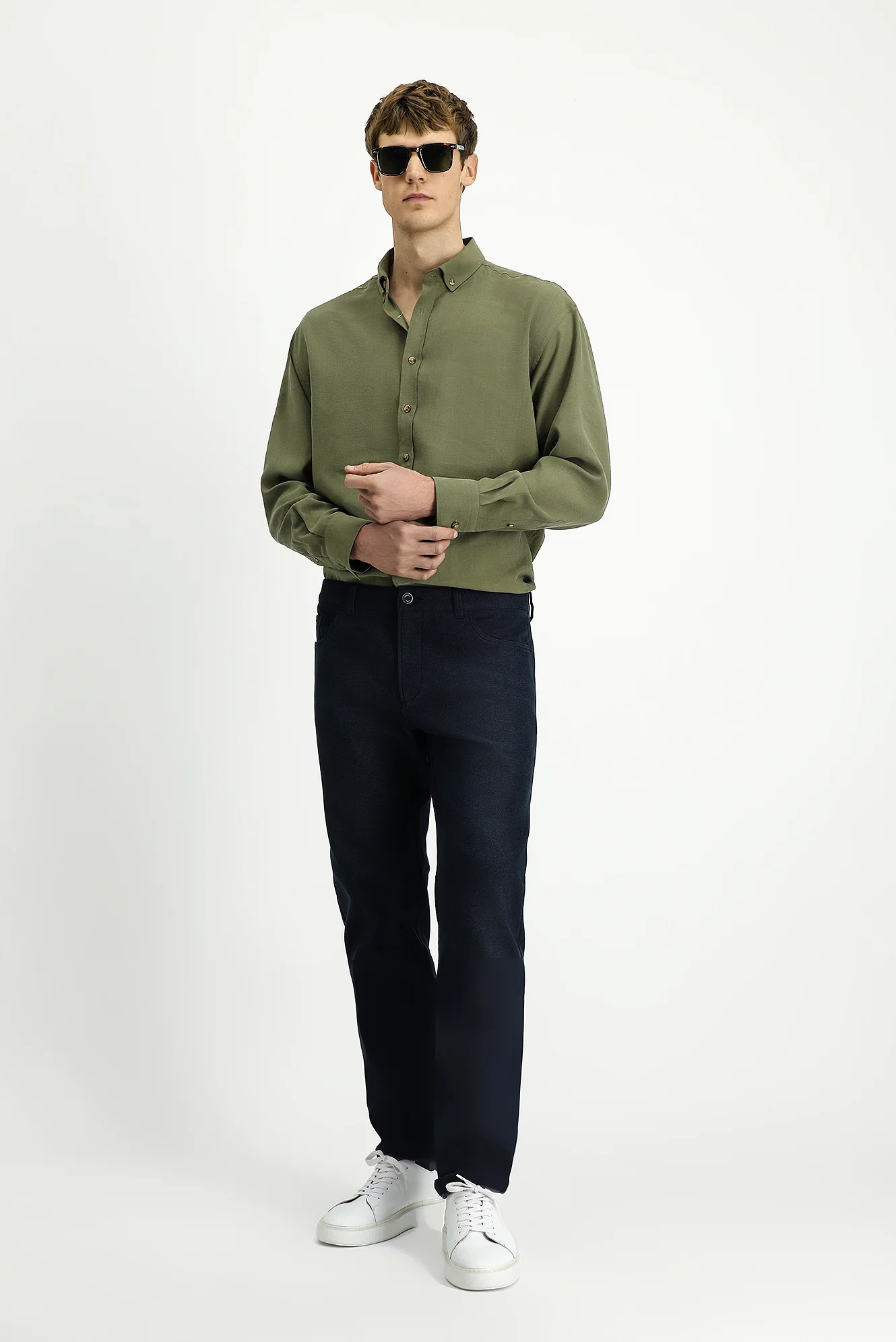 Koyu Mavi 6 Drop Regular Fit Standart Kesim Likralı Kanvas / Chino Pantolon - Image 3