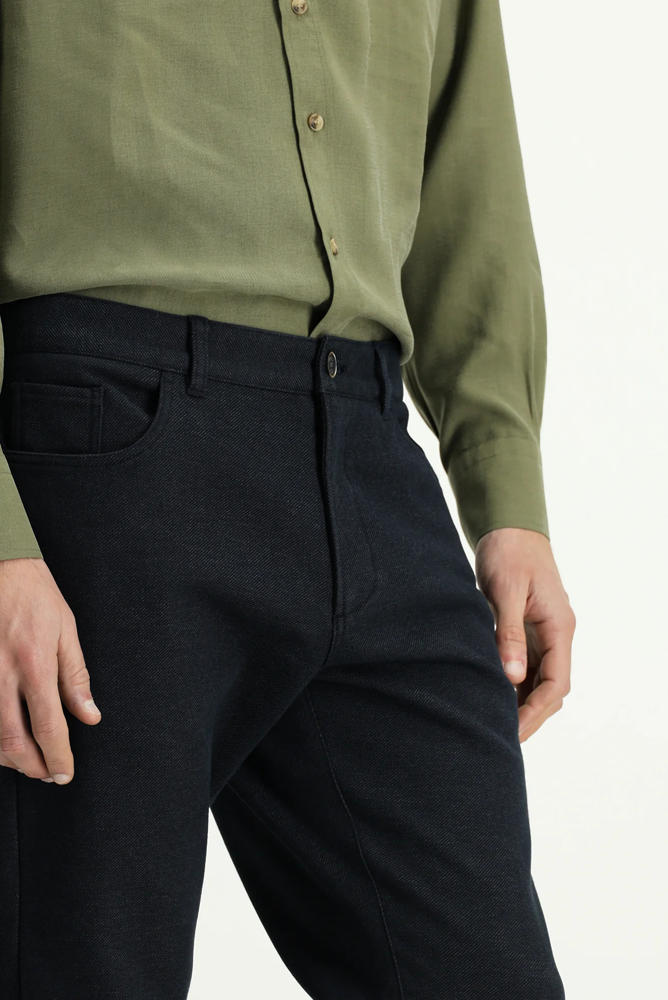Koyu Mavi 6 Drop Regular Fit Standart Kesim Likralı Kanvas / Chino Pantolon - Image 5