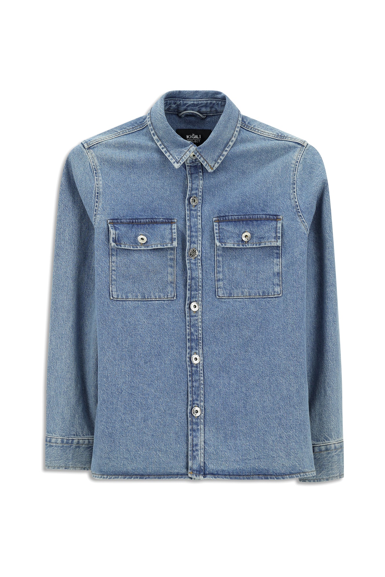 Koyu Mavi Slim Fit Dar Kesim Denim Pamuklu Gömlek / Mont - Image 8