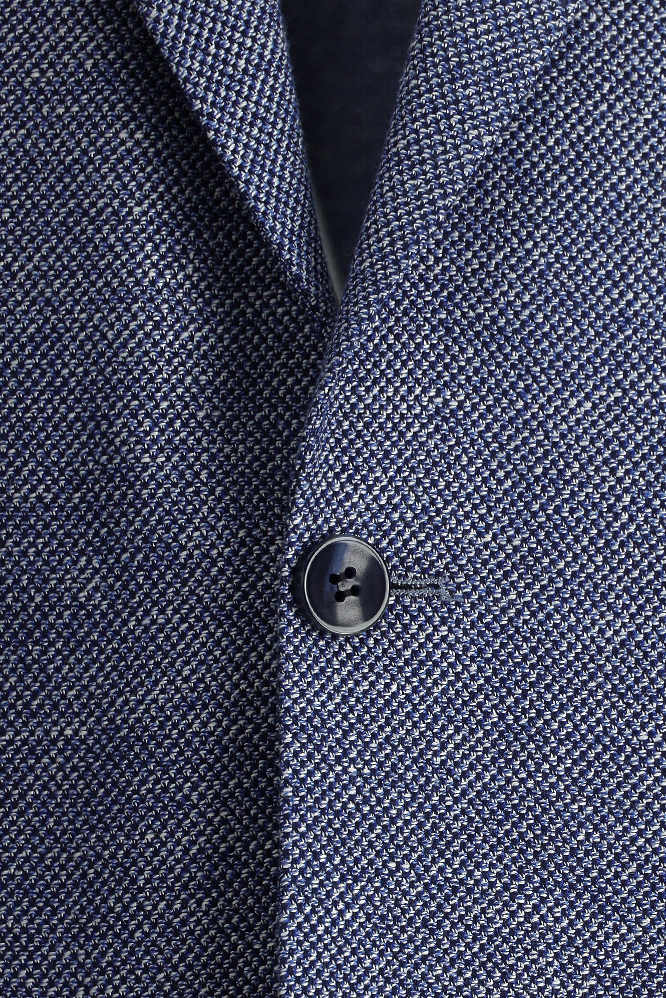 Koyu Mavi 7 Drop Slim Fit Dar Kesim Desenli Keten Karışımlı Ceket - Image 3