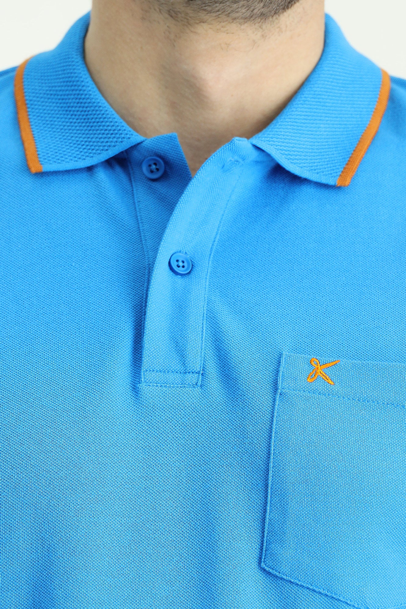 Koyu Mavi Slim Fit Dar Kesim Desenli Nakışlı Pamuk Polo Yaka Tişört - Image 5
