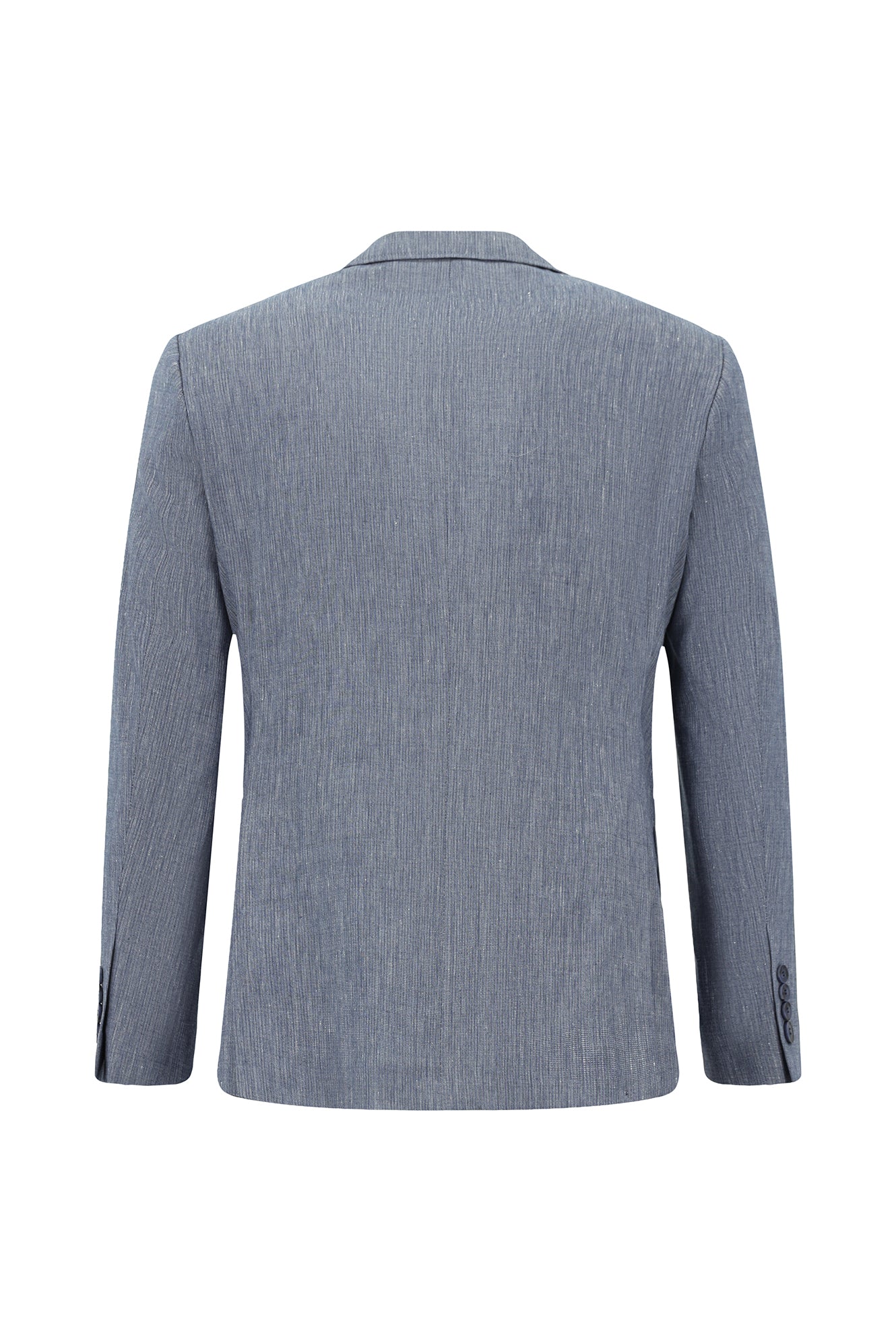 Koyu Mavi  7 Drop Slim Fit Dar Kesim Keten Karışımlı Beli Lastikli İpli Takım Elbise - Image 3