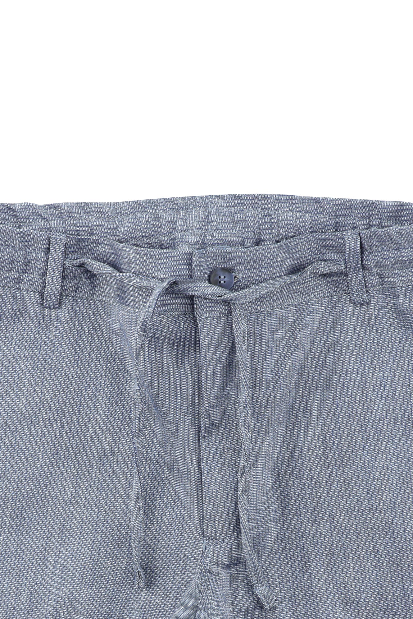 Koyu Mavi  7 Drop Slim Fit Dar Kesim Keten Karışımlı Beli Lastikli İpli Takım Elbise - Image 5