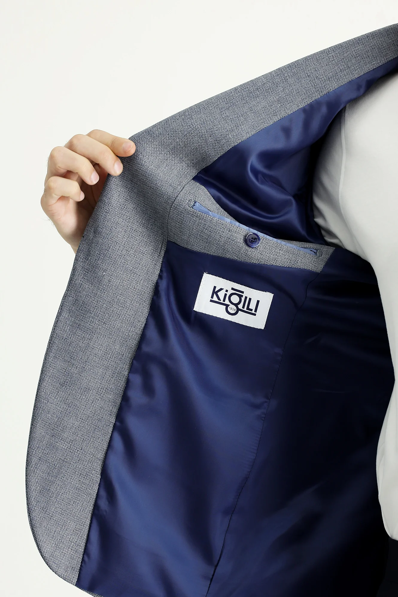 Koyu Mavi  7 Drop Slim Fit Dar Kesim Klasik Desenli Ceket - Image 5