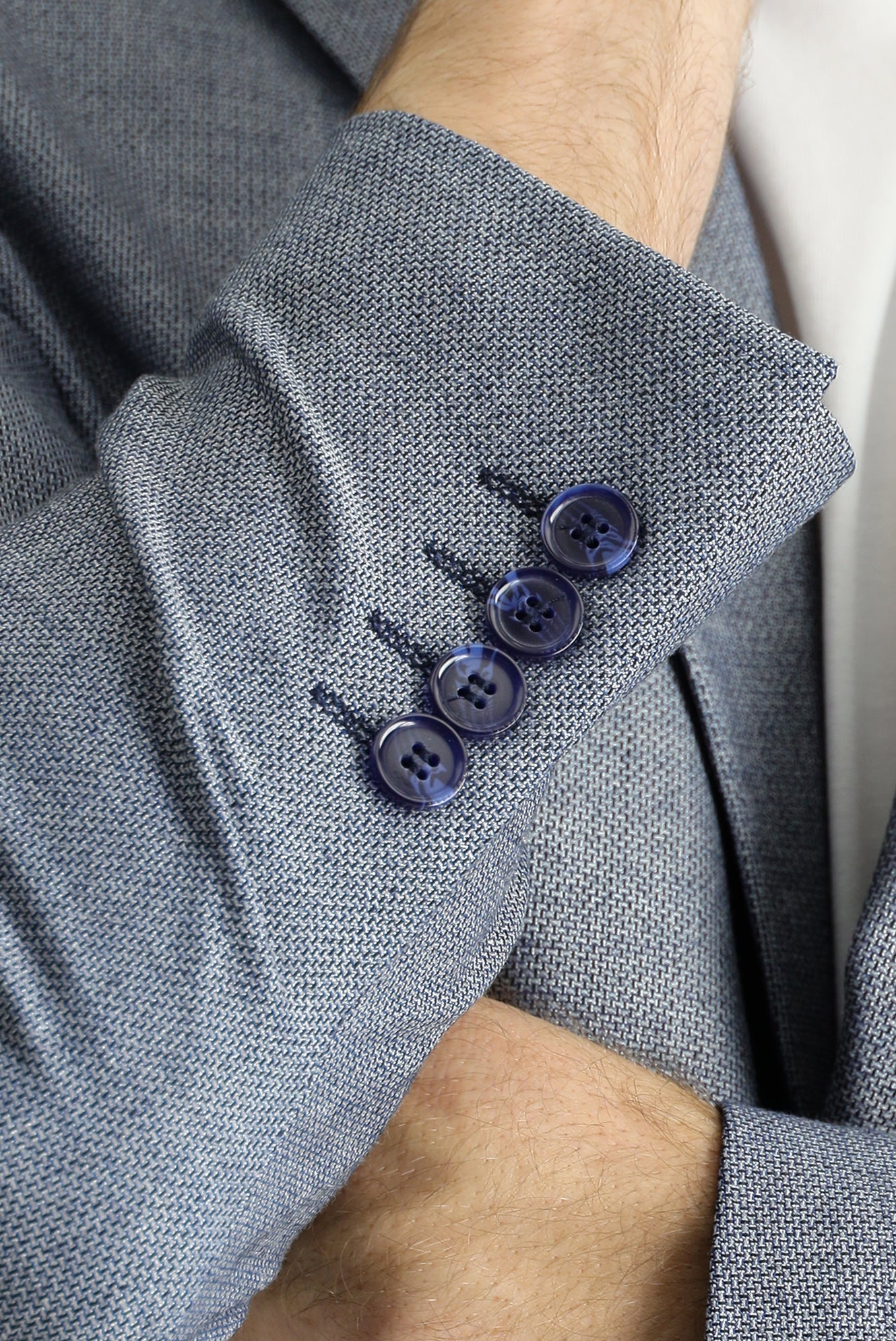 Koyu Mavi  7 Drop Slim Fit Dar Kesim Klasik Desenli Ceket - Image 6