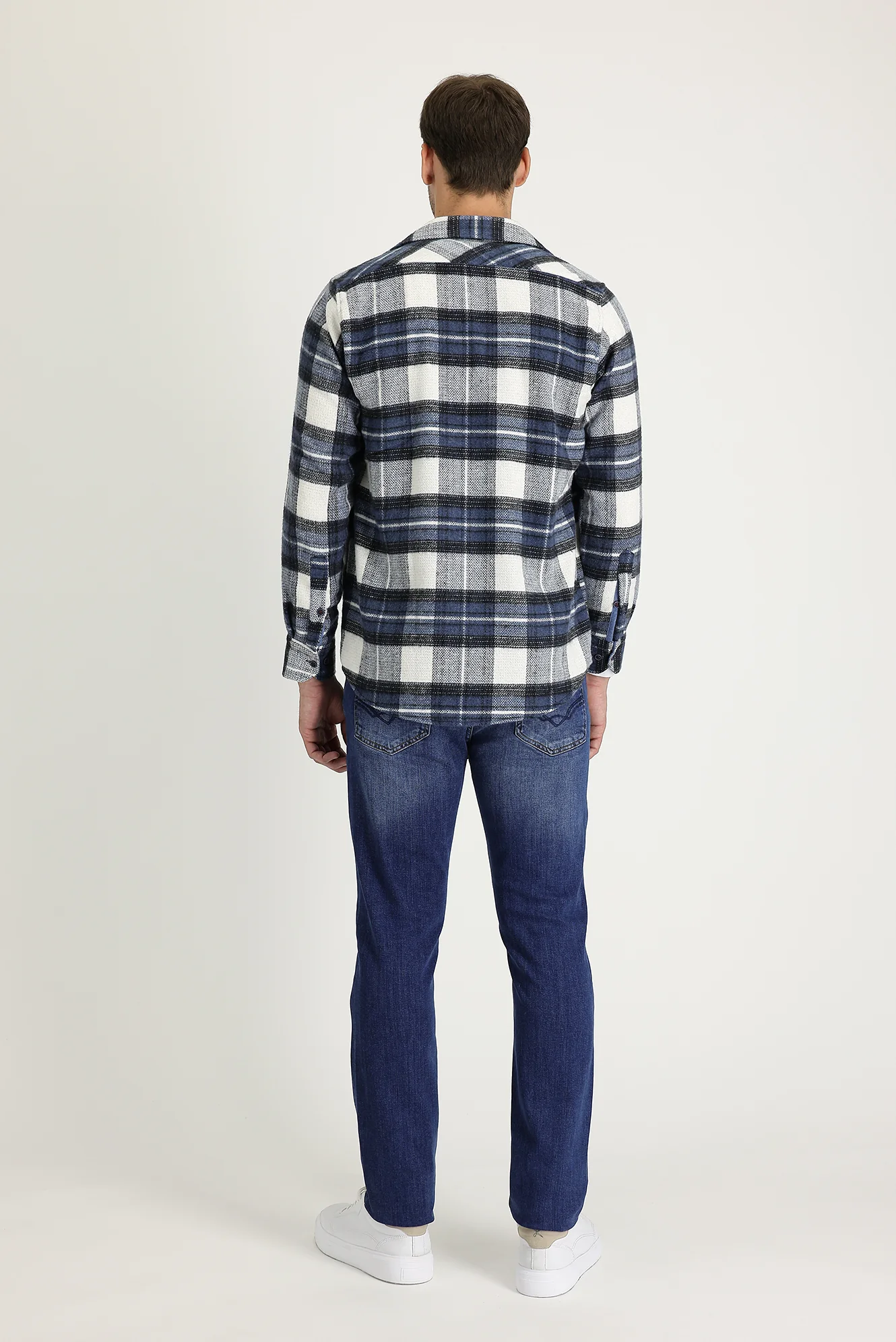 Koyu Mavi Slim Fit Dar Kesim Likralı Denim Pantolon - Image 2
