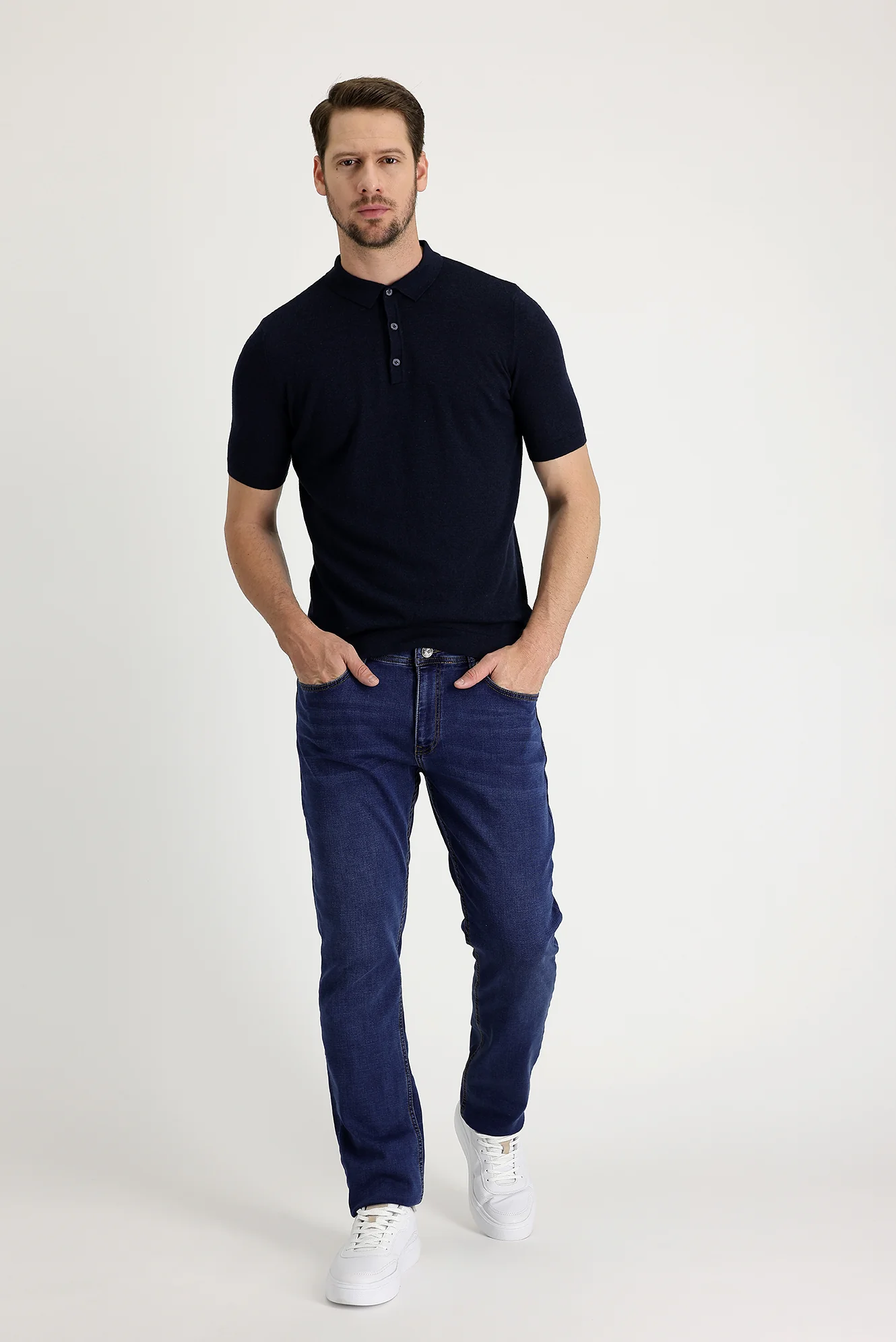 Koyu Mavi  Slim Fit Dar Kesim Likralı Denim Pantolon - Image 2