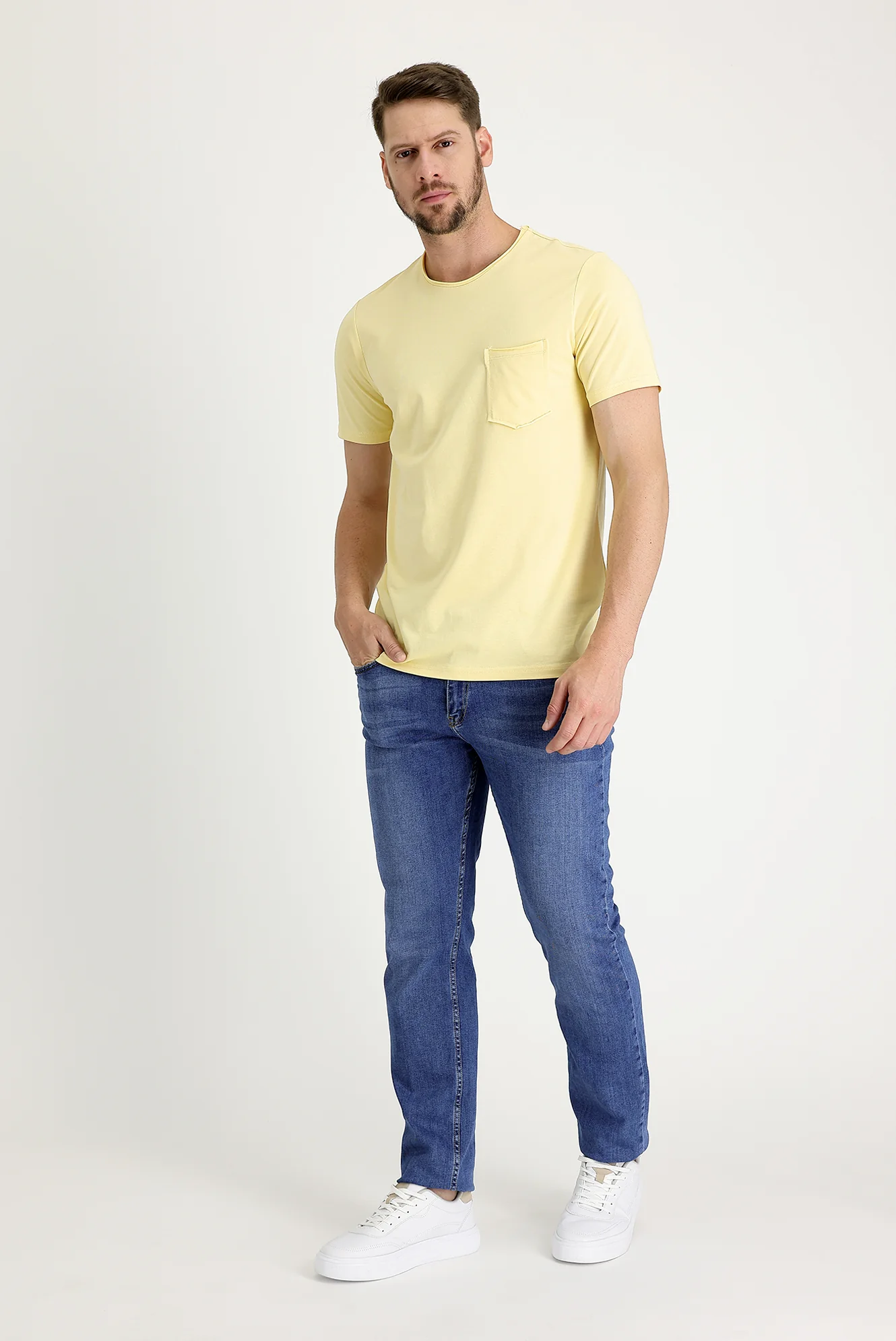 Koyu Mavi Slim Fit Dar Kesim Likralı Denim Pantolon