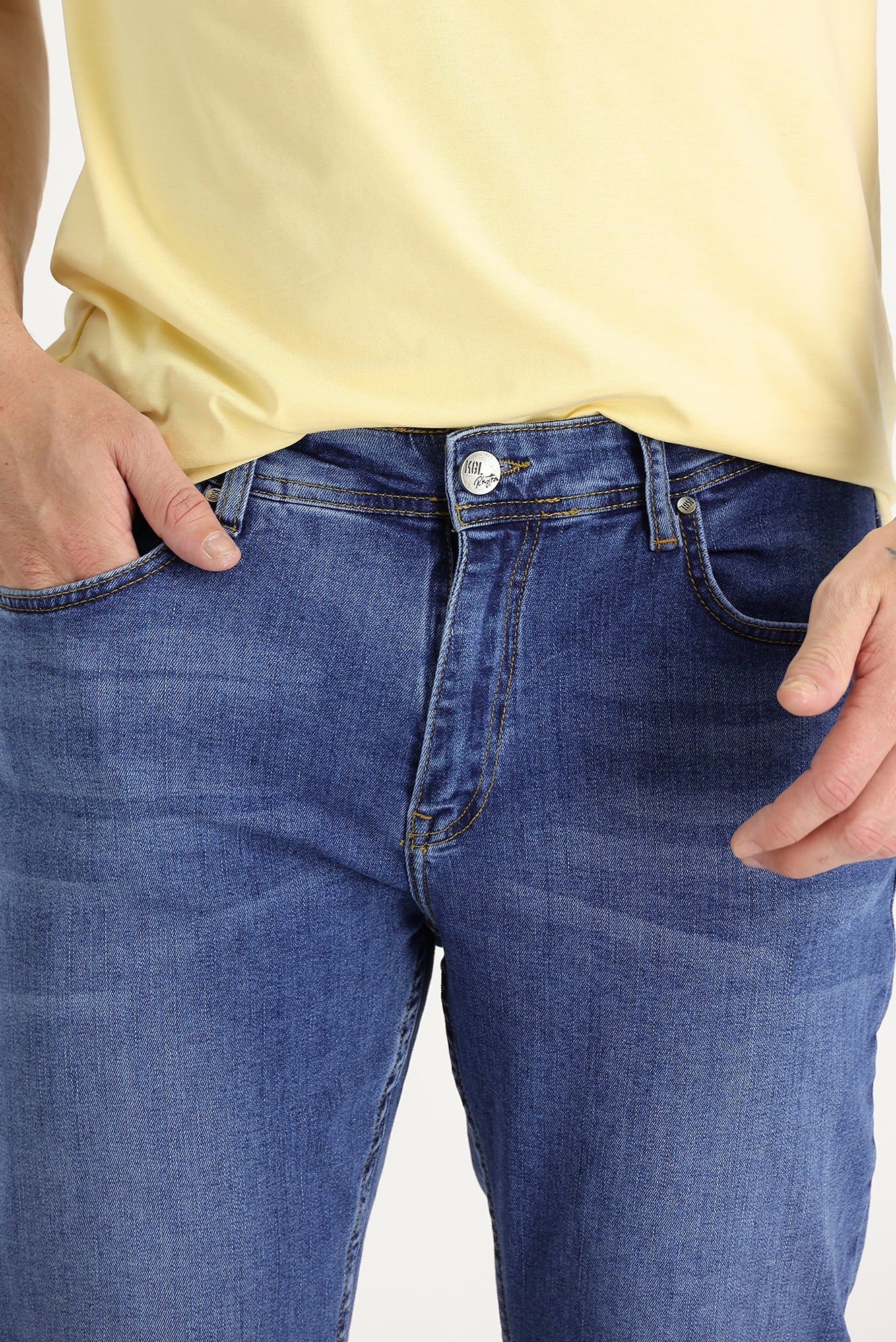 Koyu Mavi Slim Fit Dar Kesim Likralı Denim Pantolon - Image 2