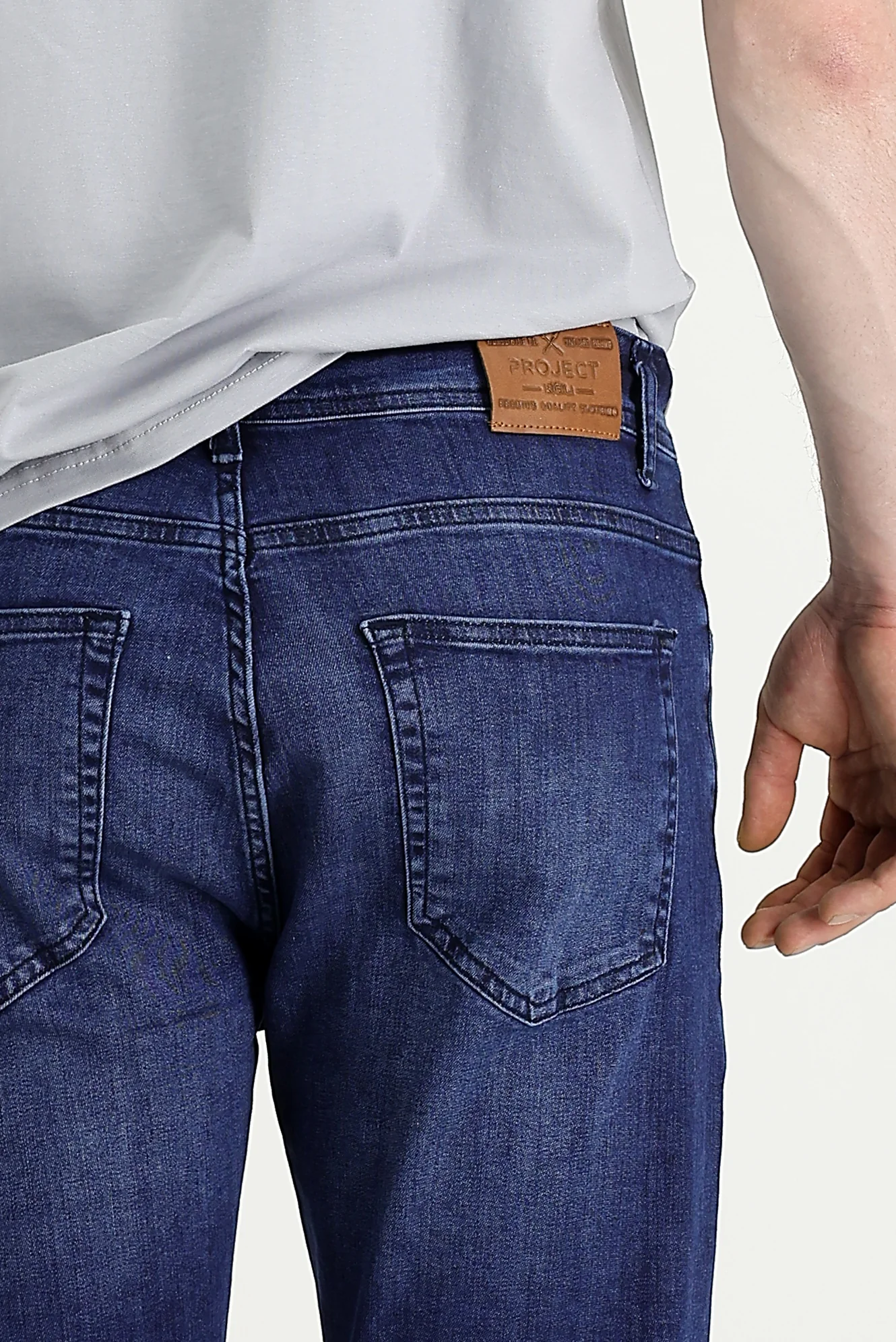 Koyu Mavi Slim Fit Dar Kesim Likralı Denim Pantolon - Image 4